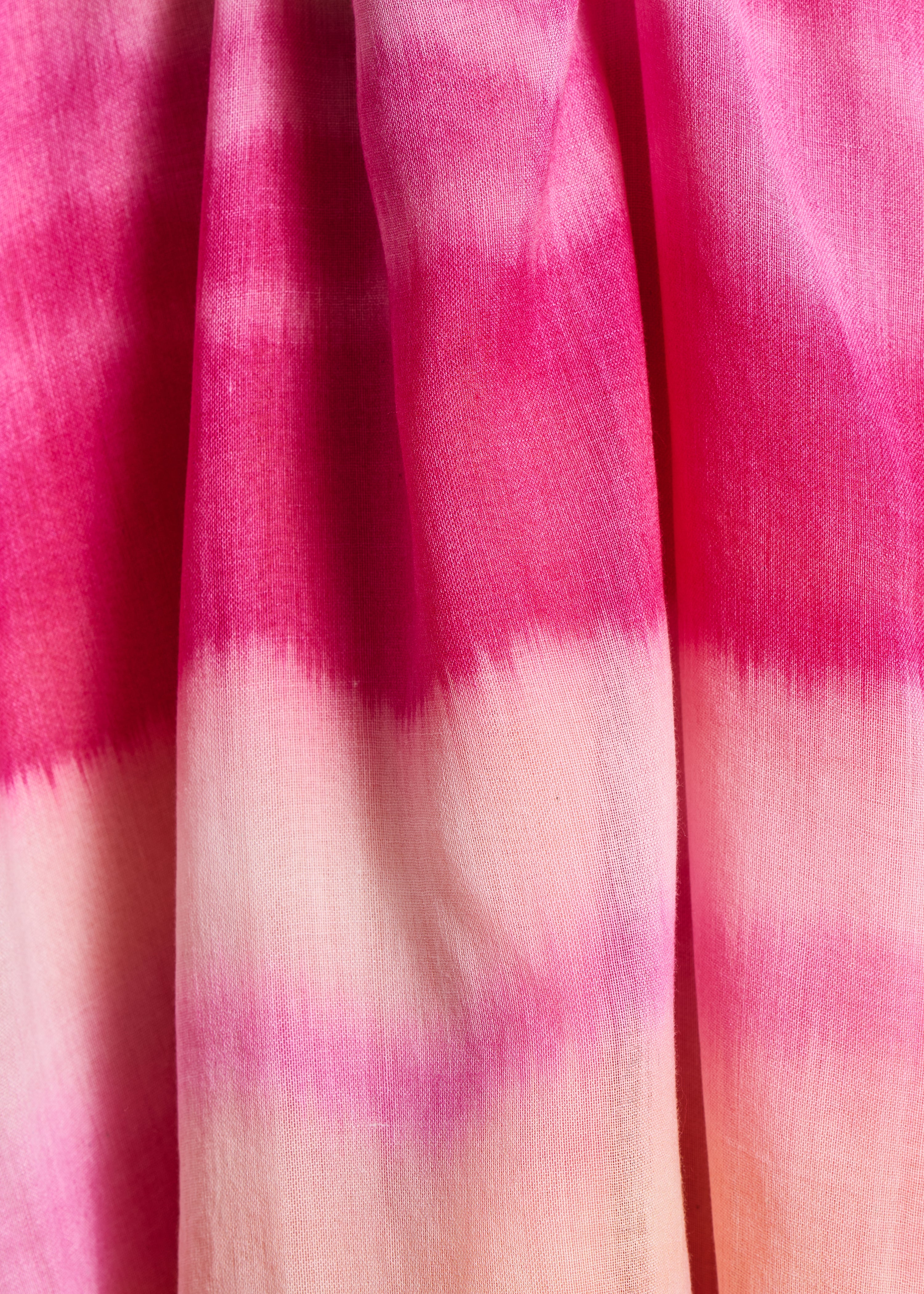 Pink striped tie-dye printed scarf in cotton and modal