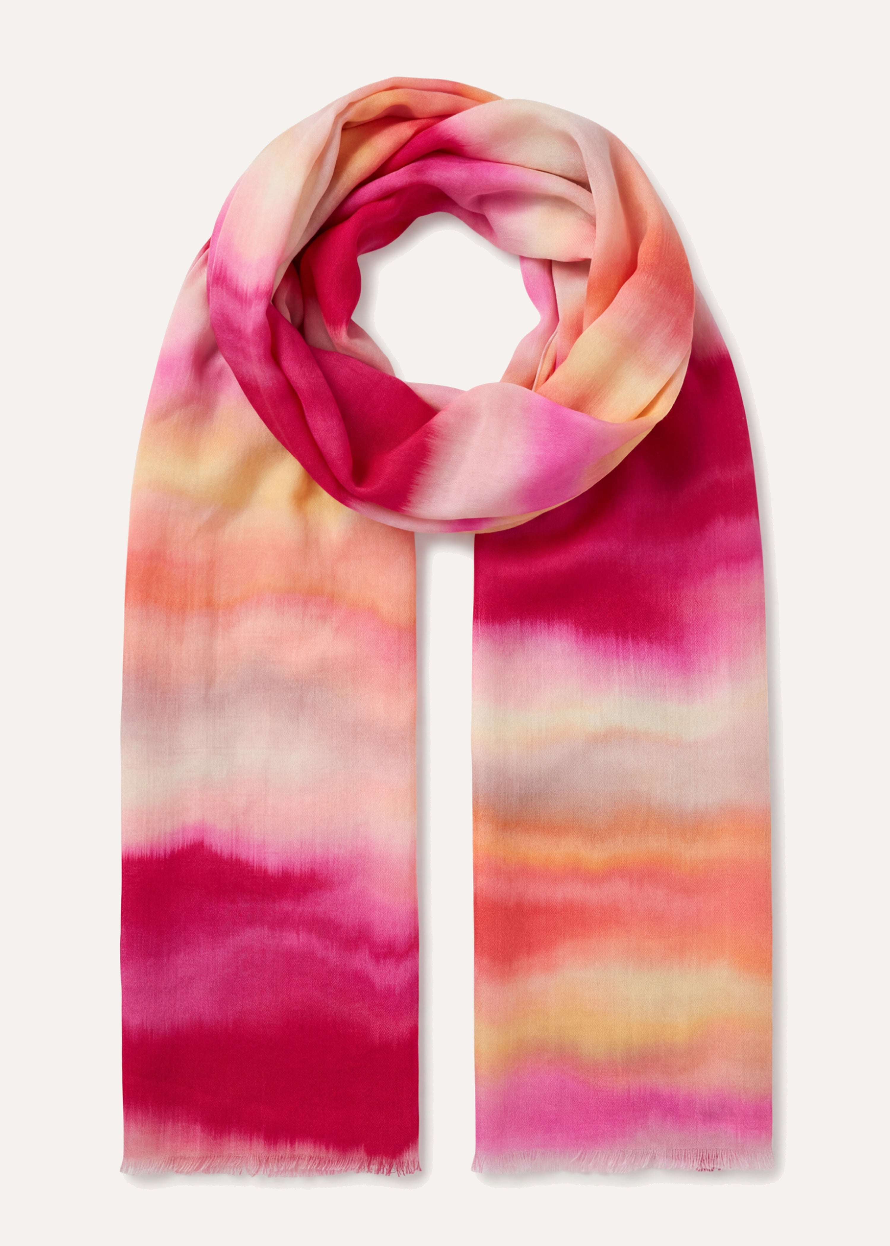 Pink striped tie-dye printed scarf in cotton and modal