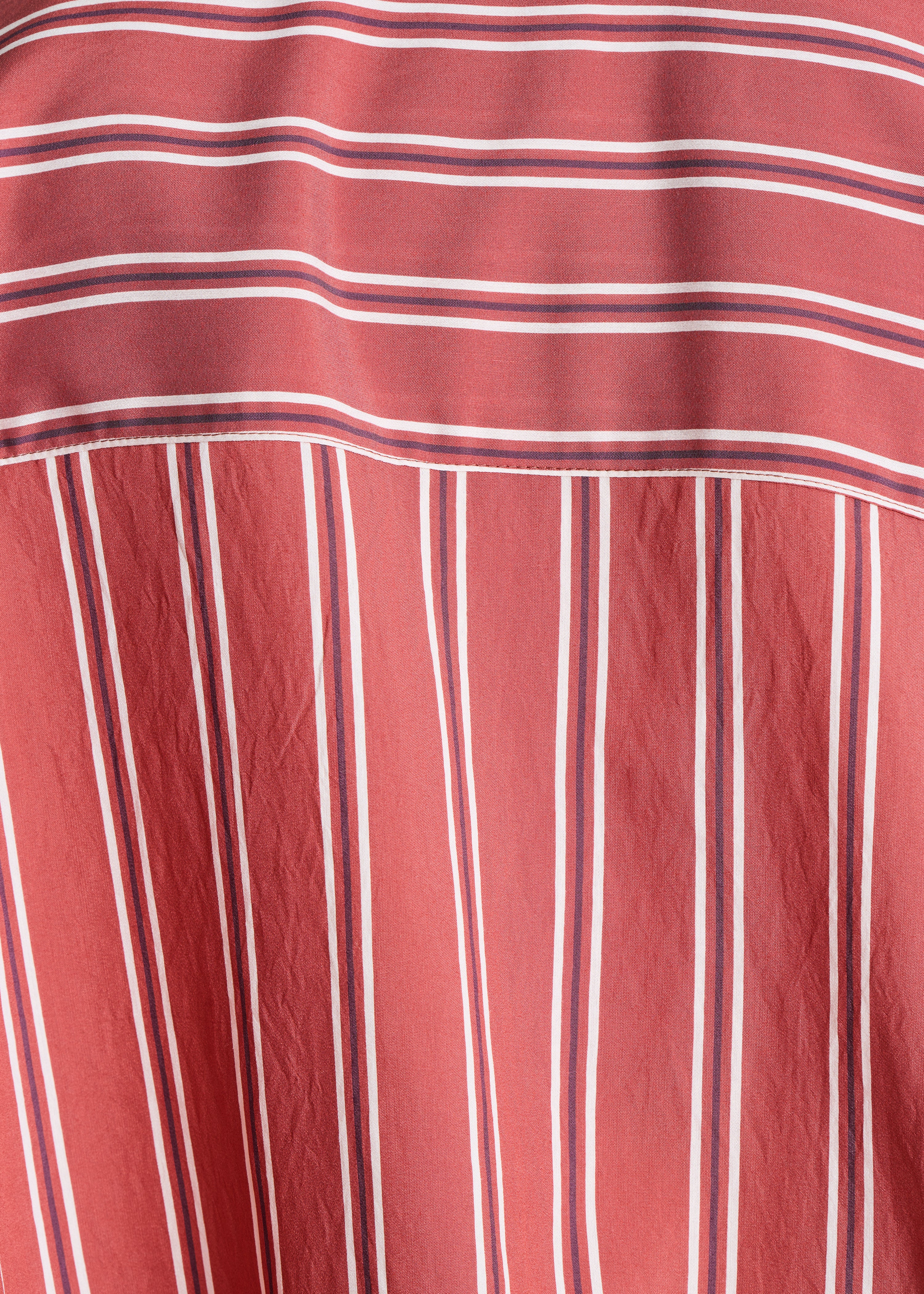 Red oversized striped poplin shirt