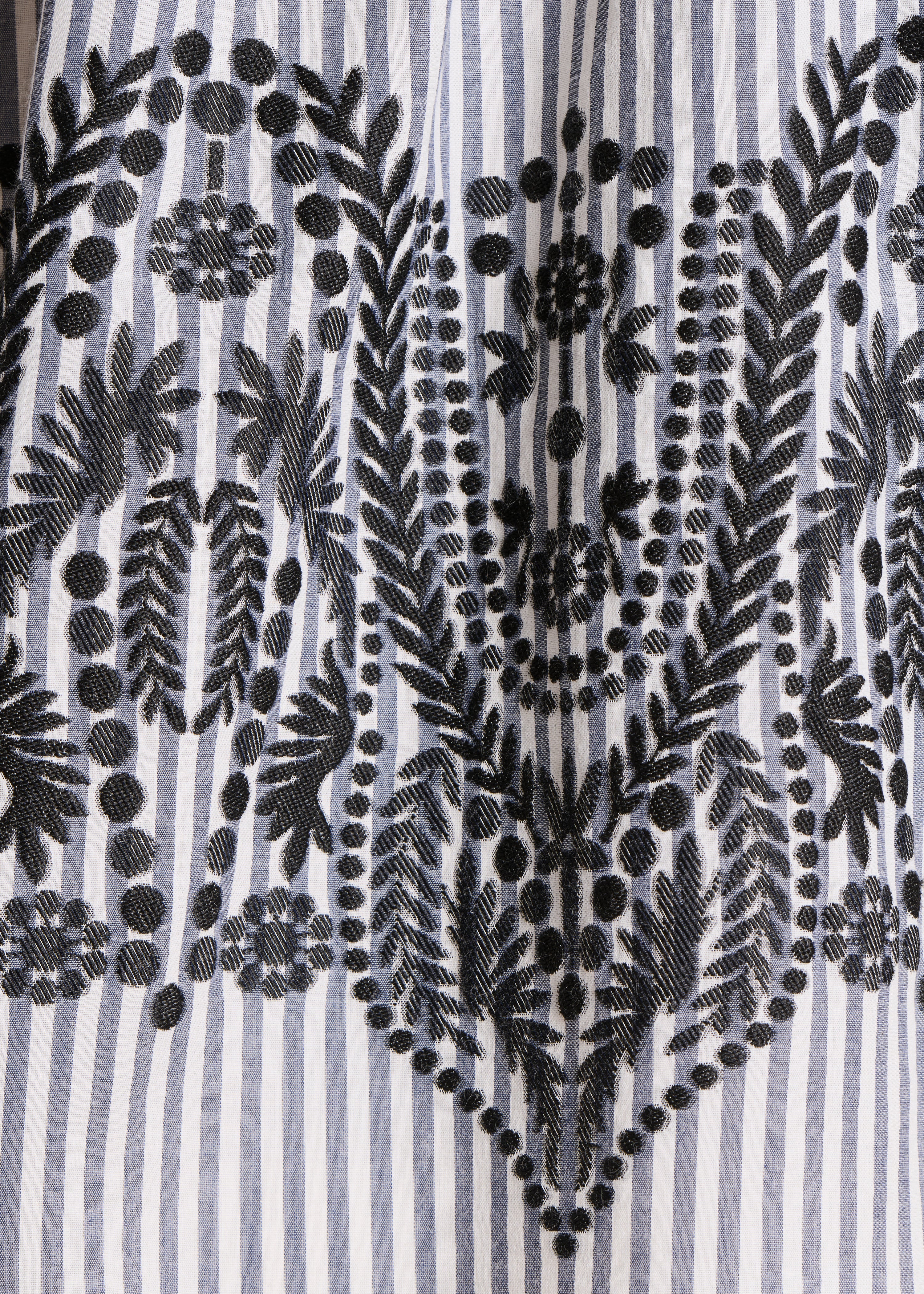 Schwarze weite Bluse mit Streifen und Jacquard-Muster