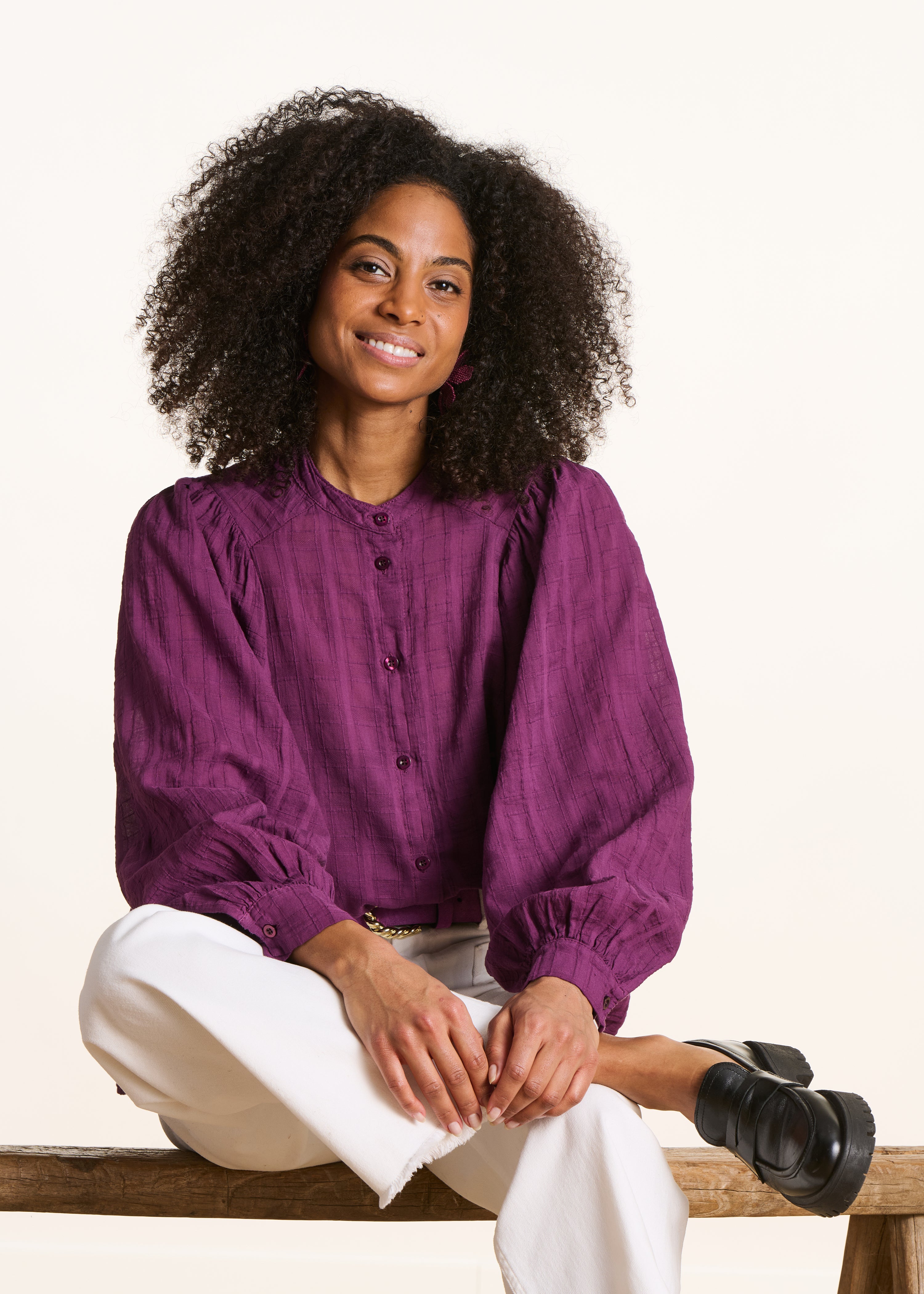 Loose purple cotton shirt