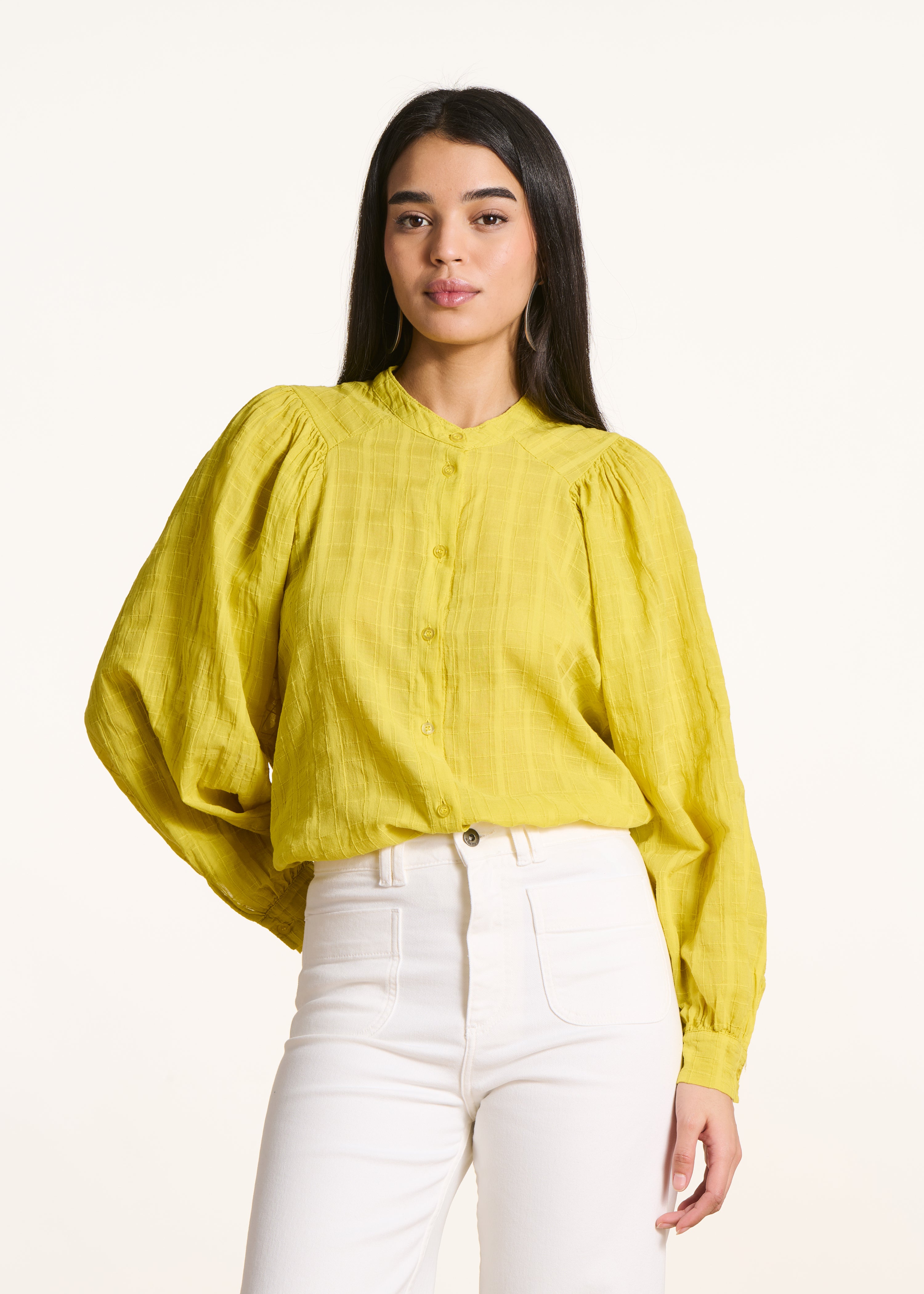 Loose lime green checkered shirt