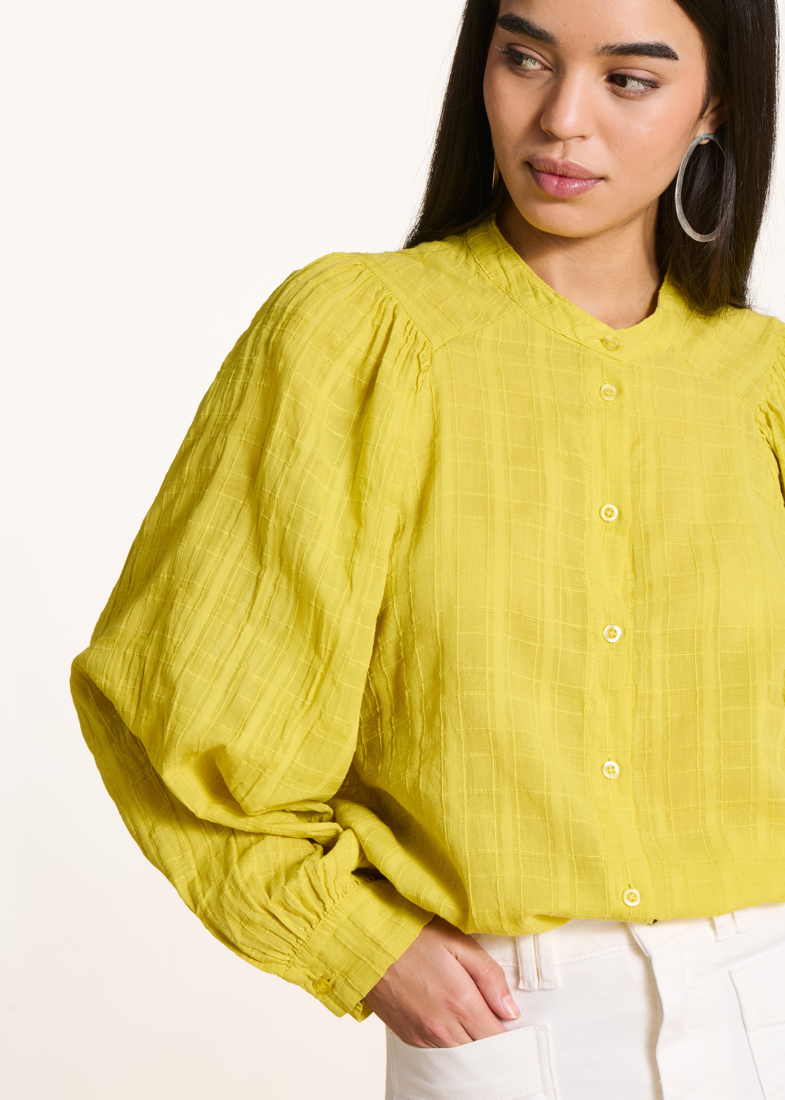 Loose lime green checkered shirt