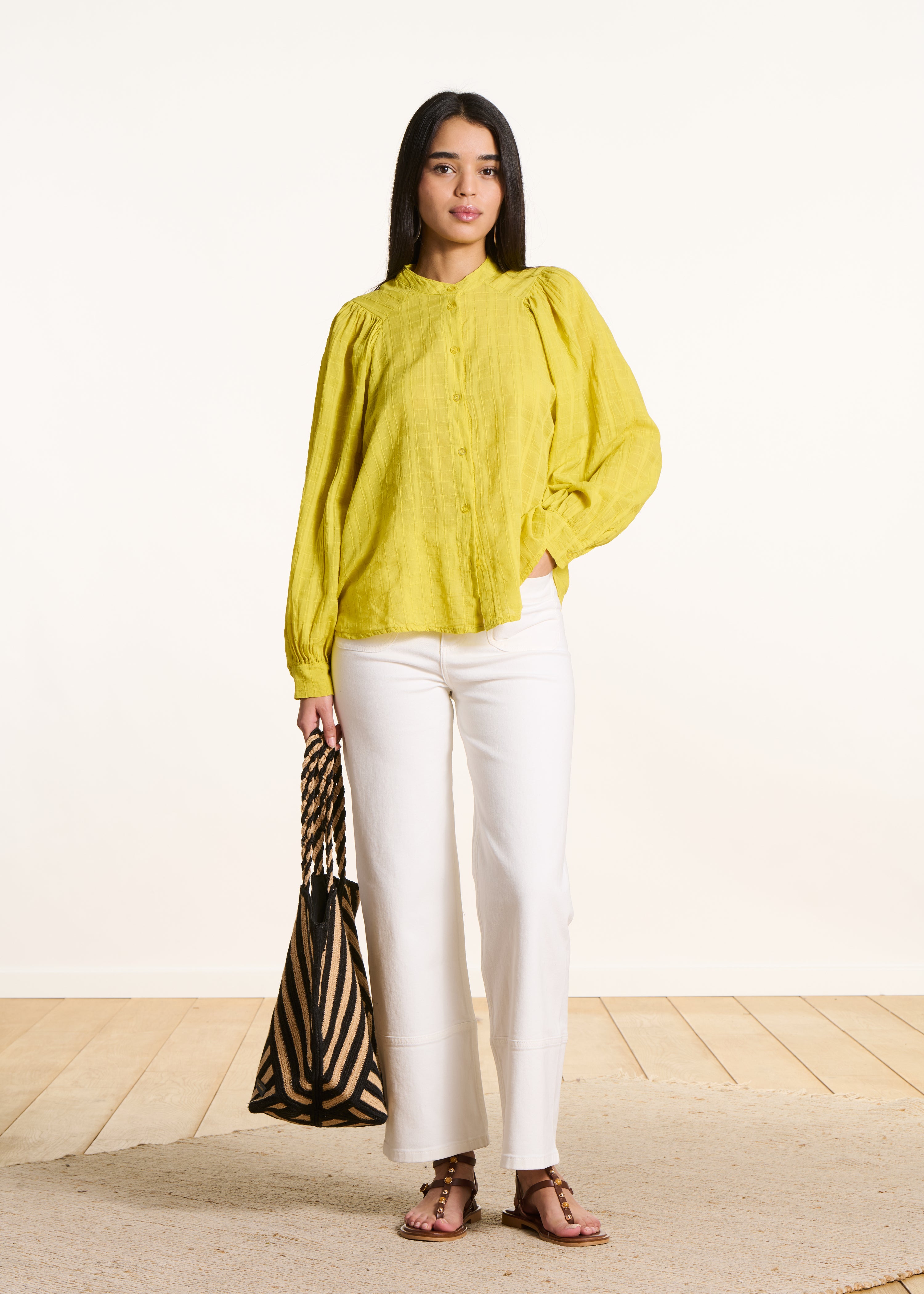 Loose lime green checkered shirt