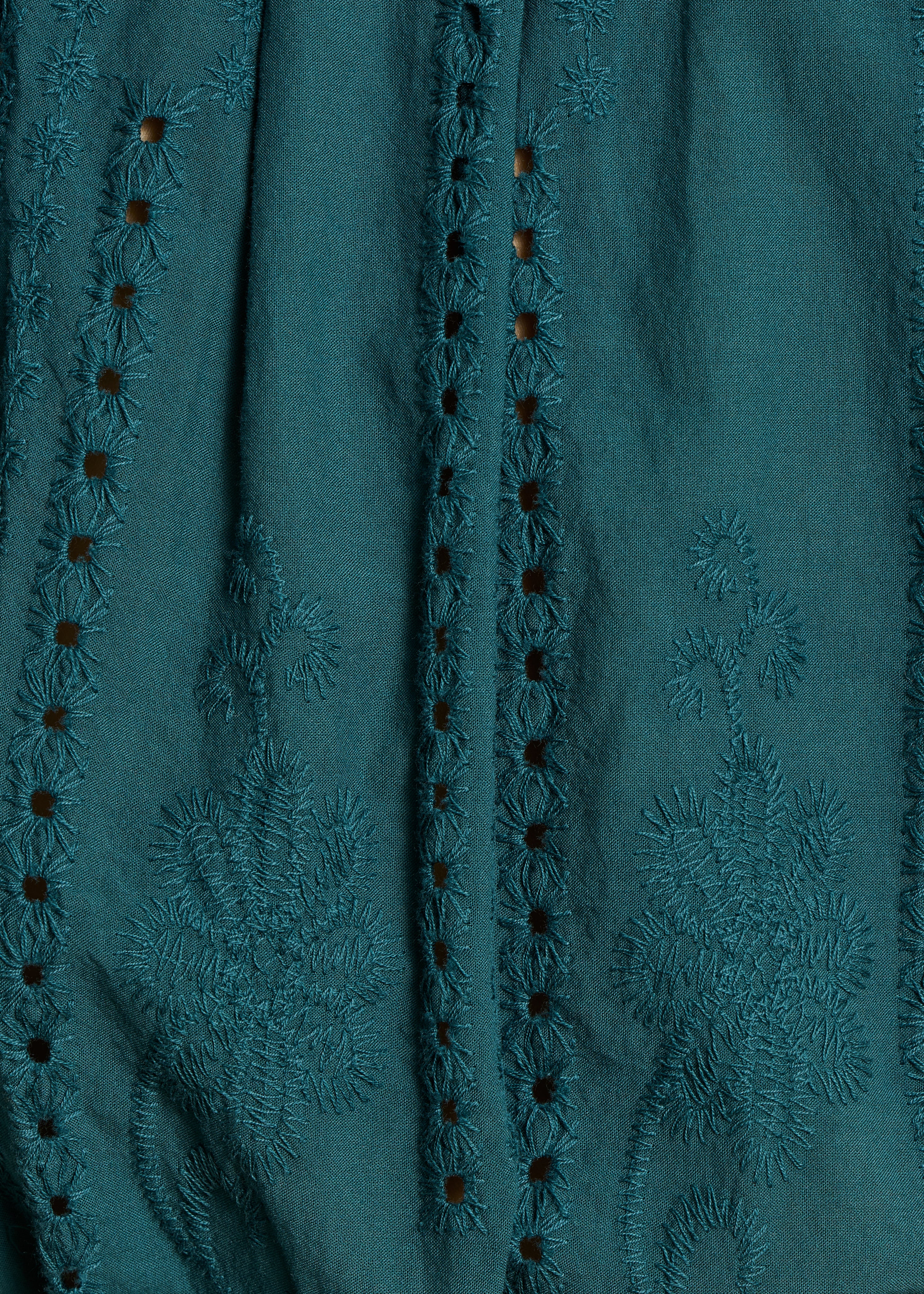 Dark green embroidered cotton playsuit