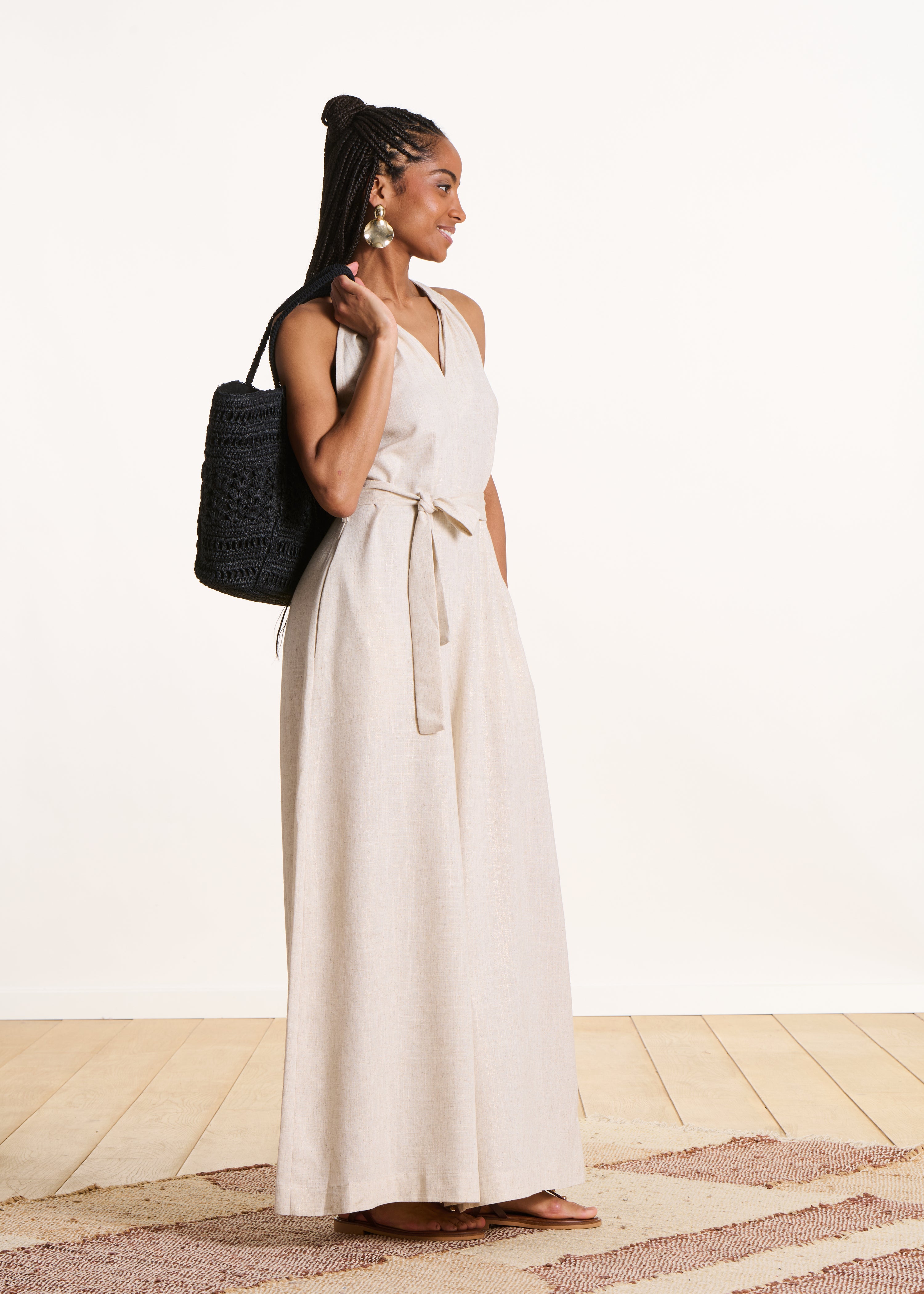 Combinaison pantalon sans manches beige irisée