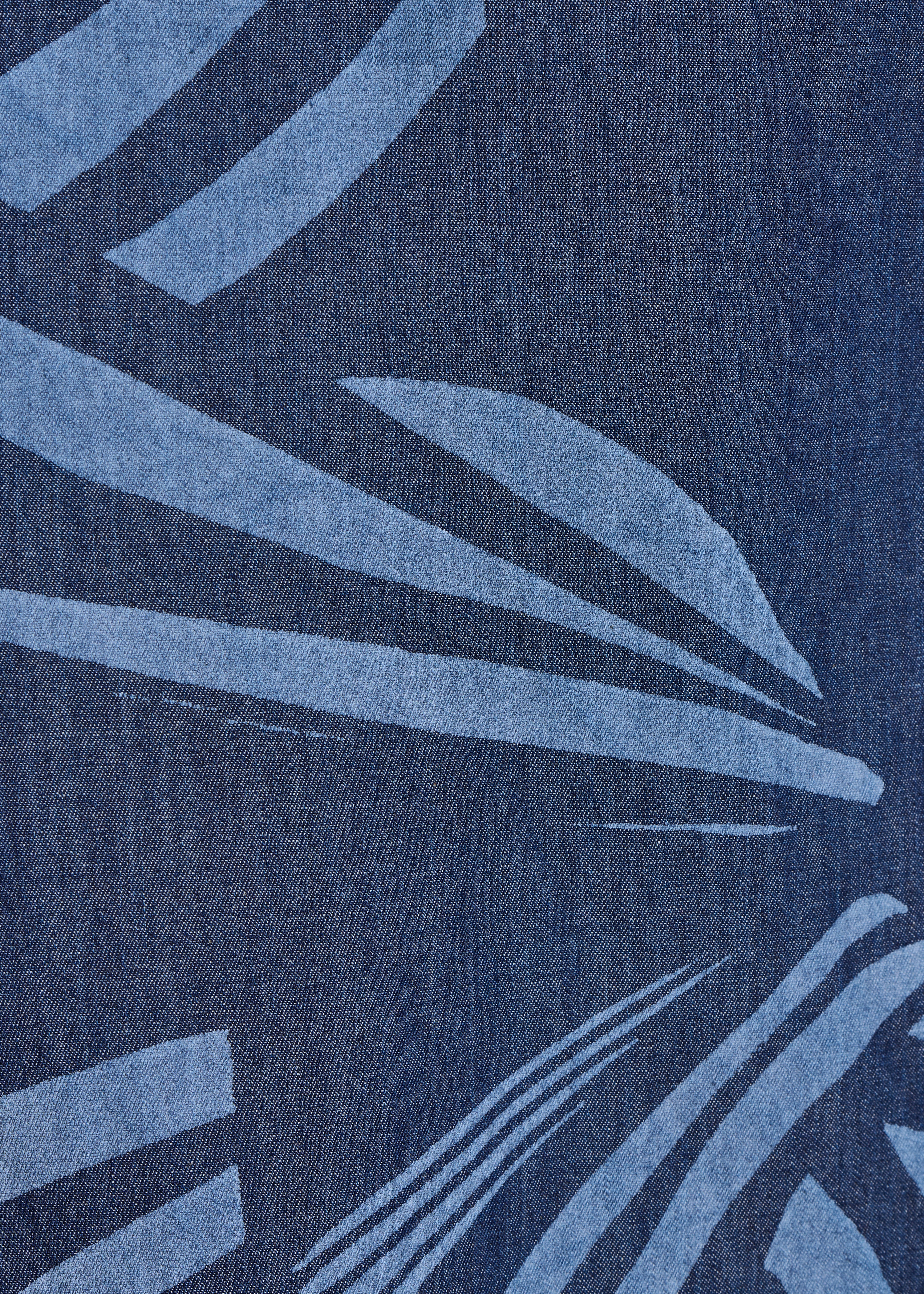 Navy blue cotton jumpsuit with straps and print