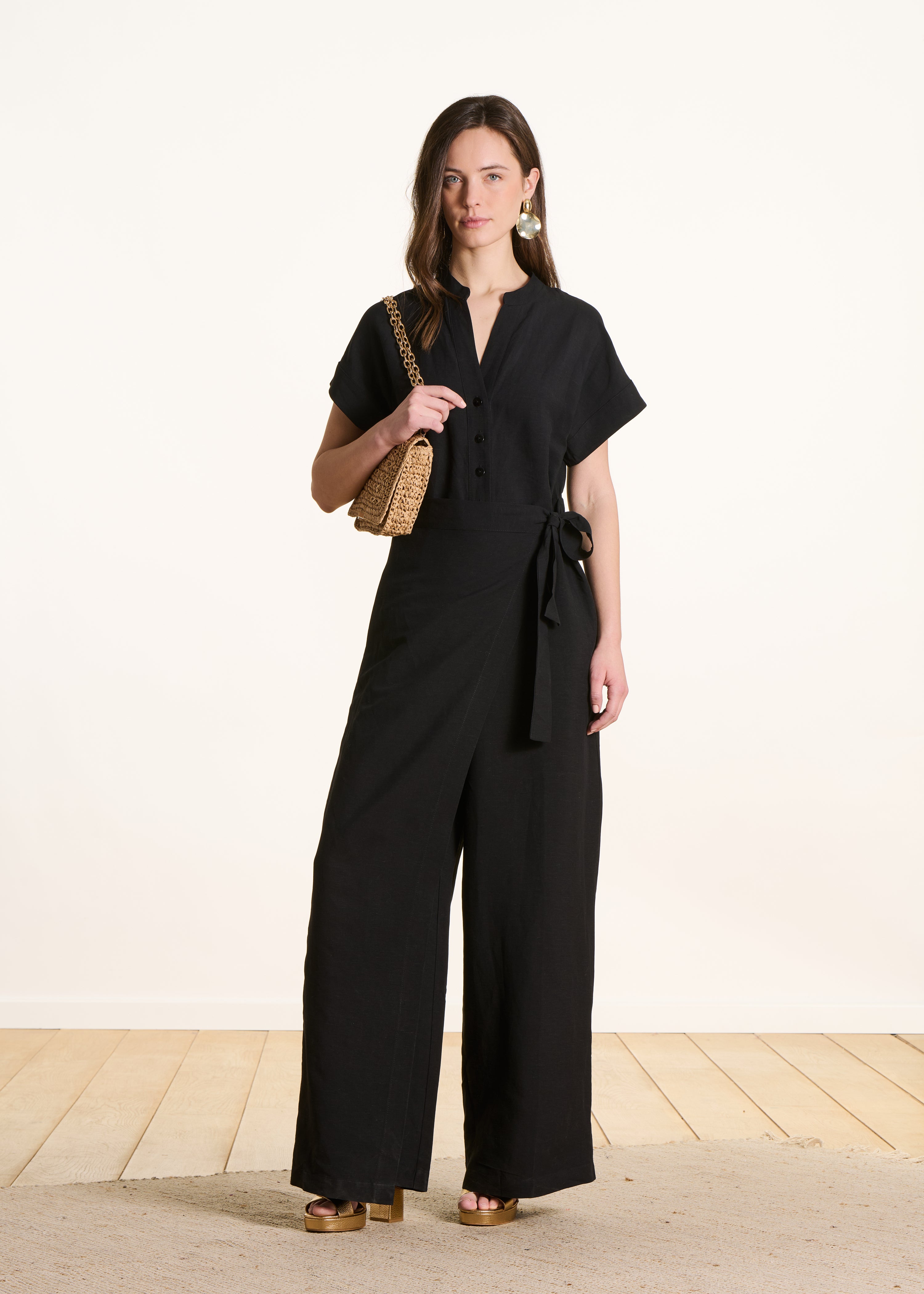 Combinaison large noire avec pan