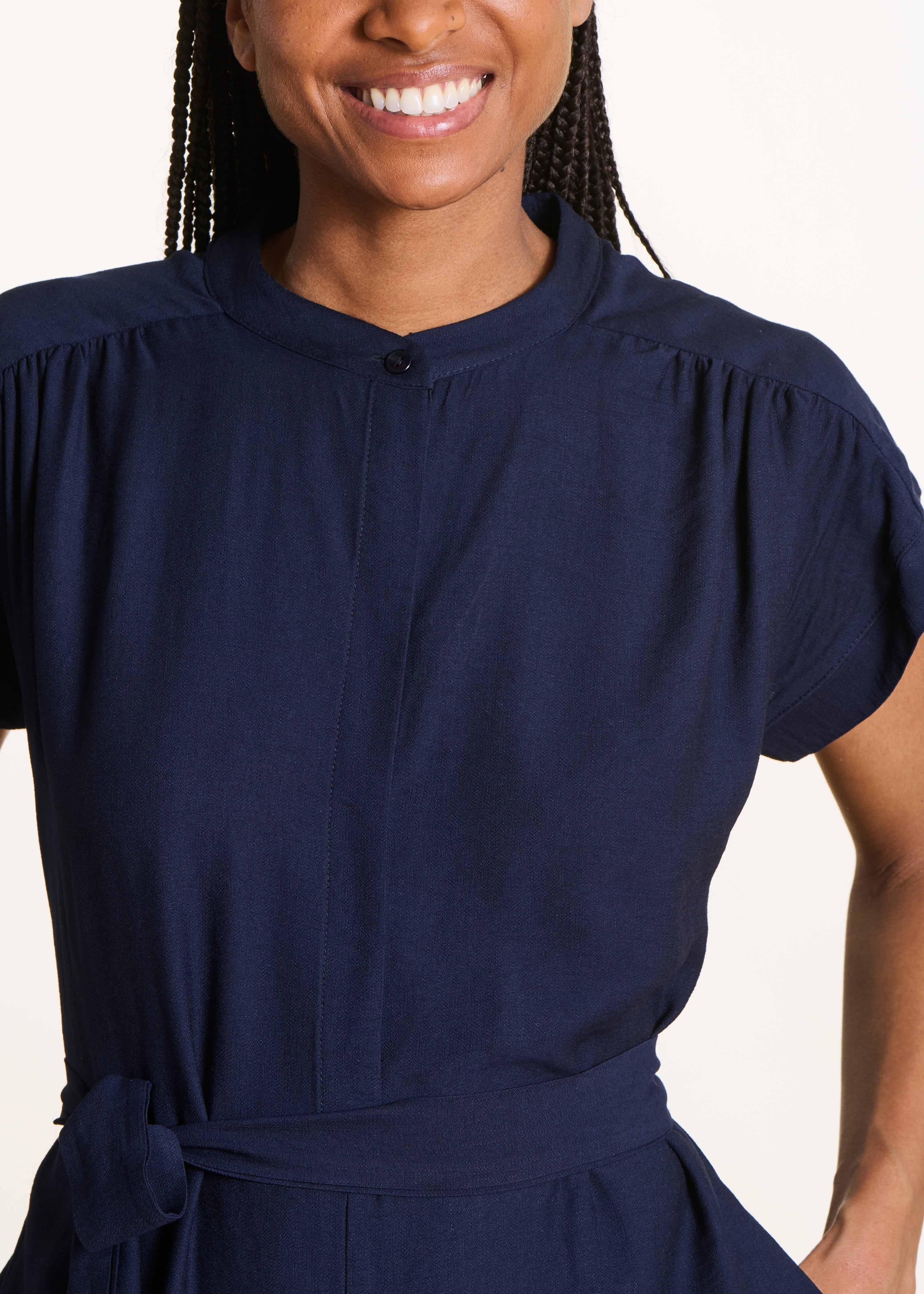 Navy Blue Short Sleeve Jumpsuit