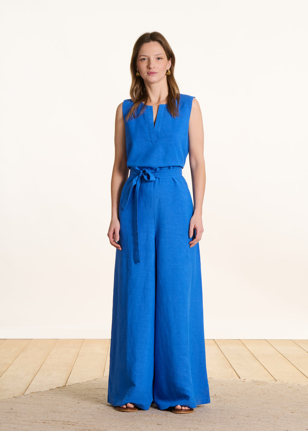 Combinaison pantalon large bleu roi sans manches - La Fée Maraboutée