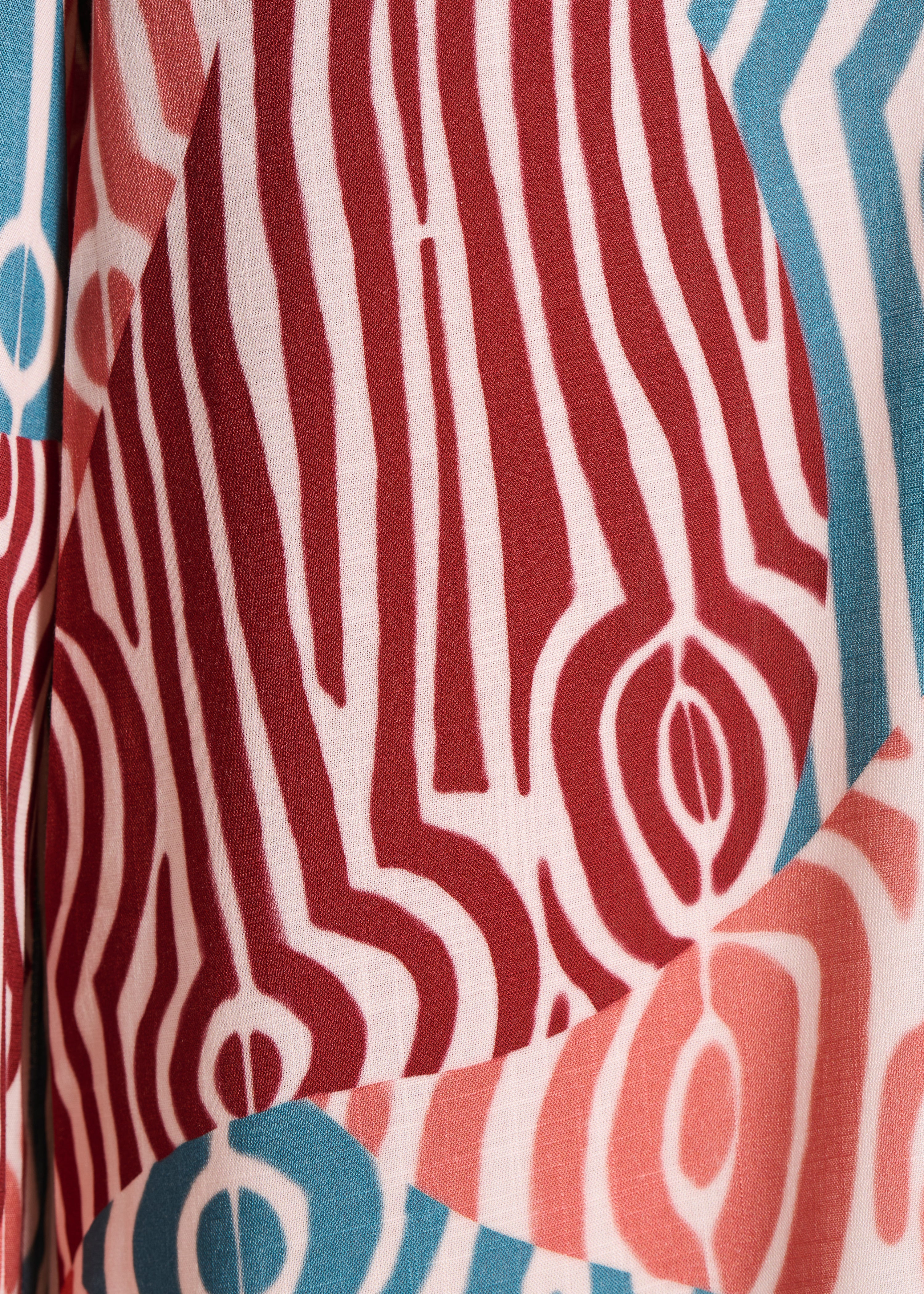 Brown and blue fluid jumpsuit with print