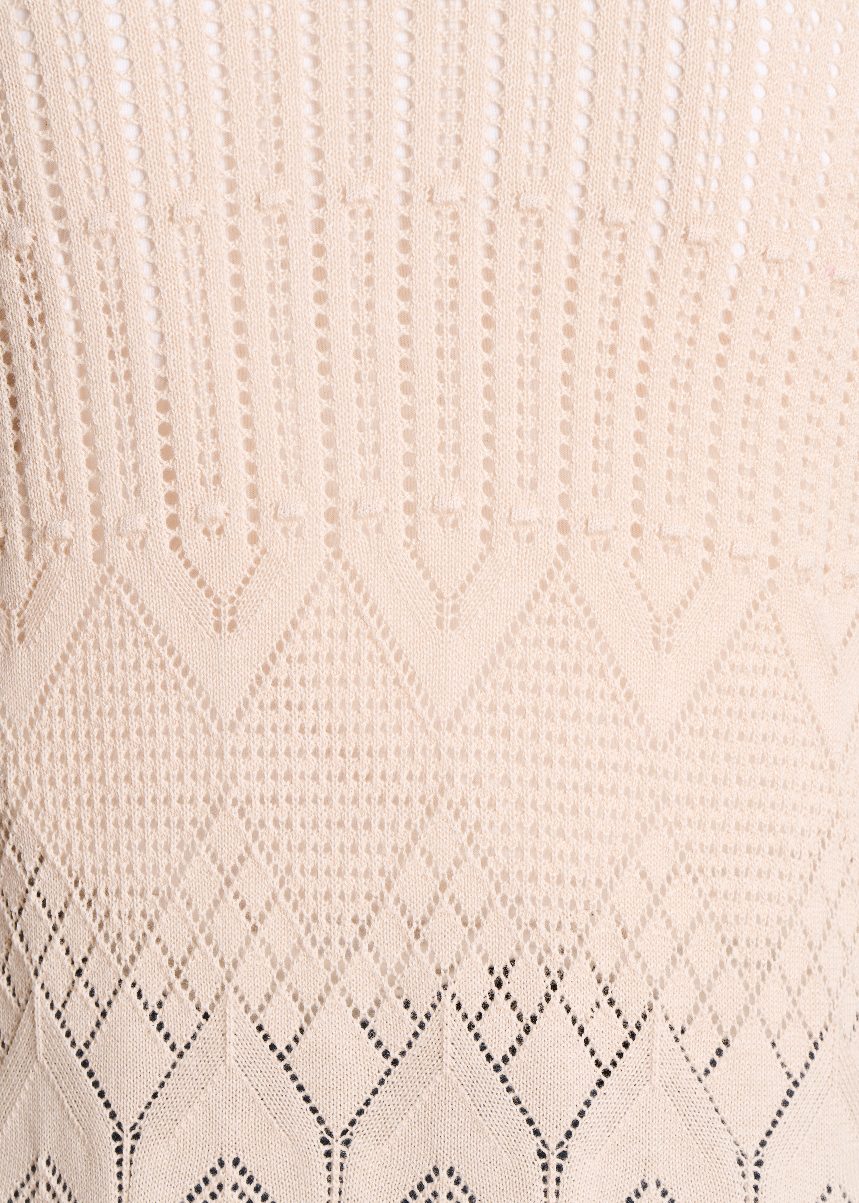 Long beige cardigan in pointelle knit