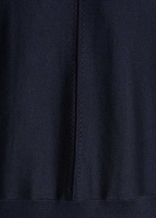 Gilet bleu foncé ample en maille fine - La Fée Maraboutée