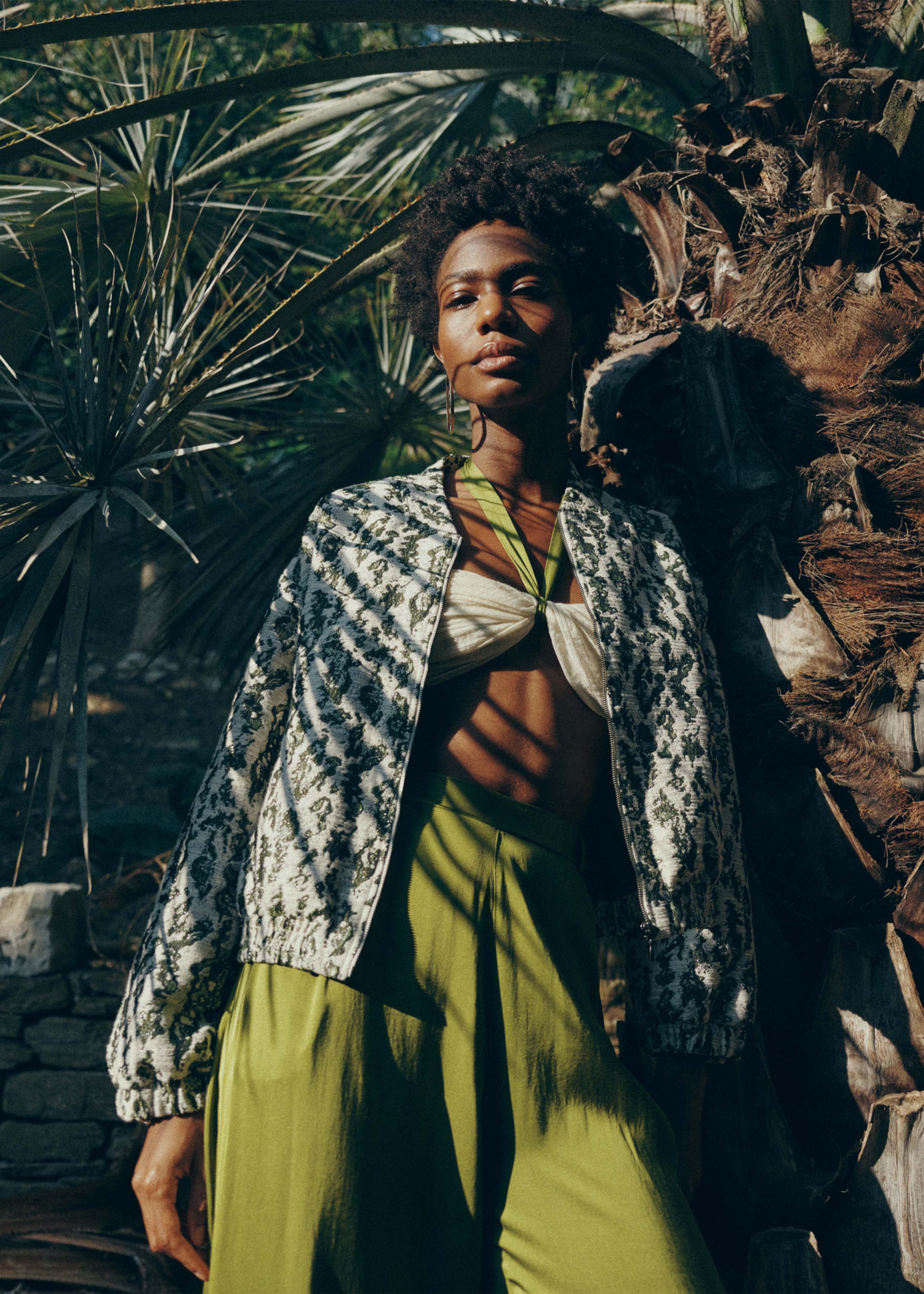 Blouson bomber en jacquard kaki