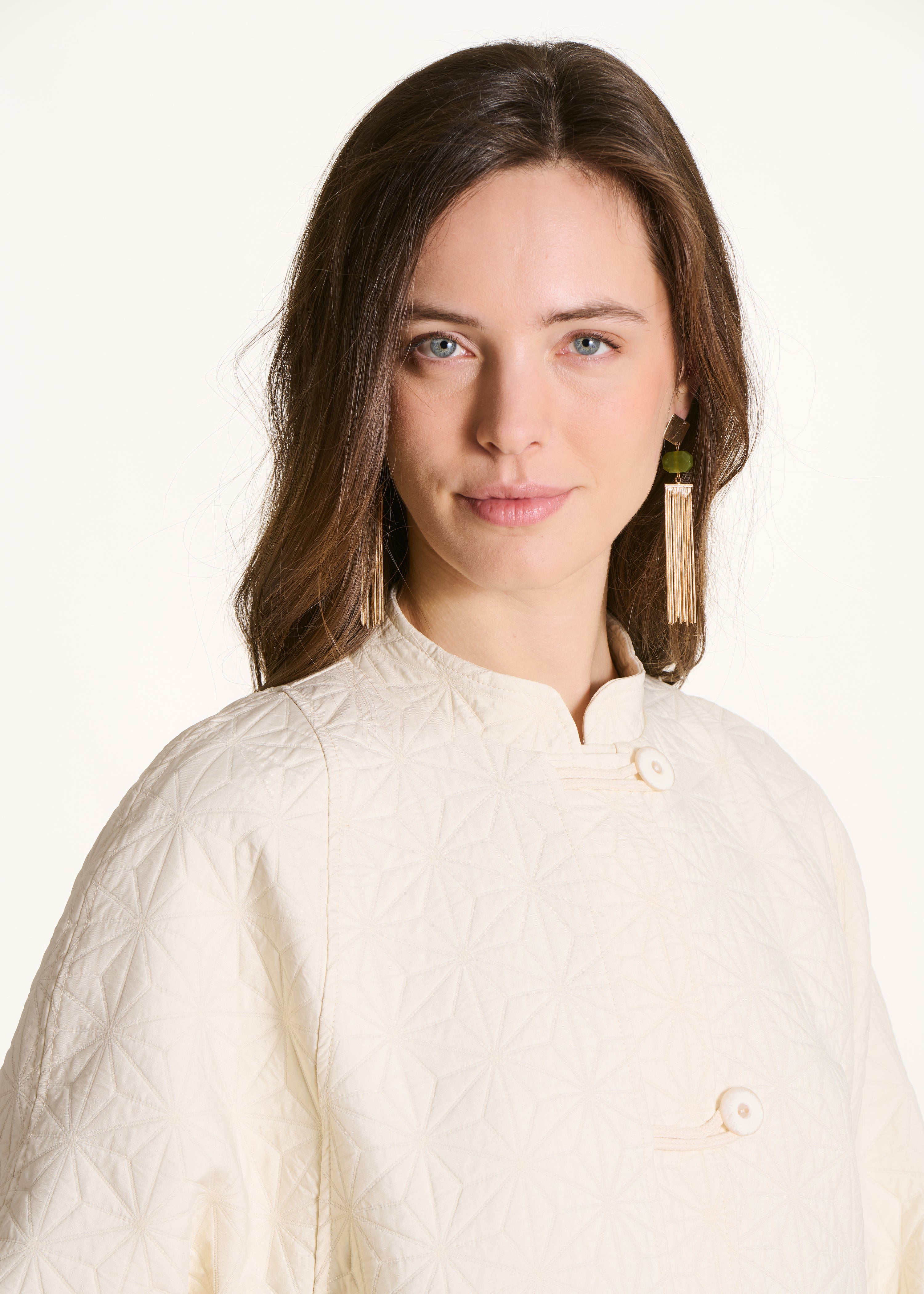 3/4-Jacquard-Mantel in Ecru