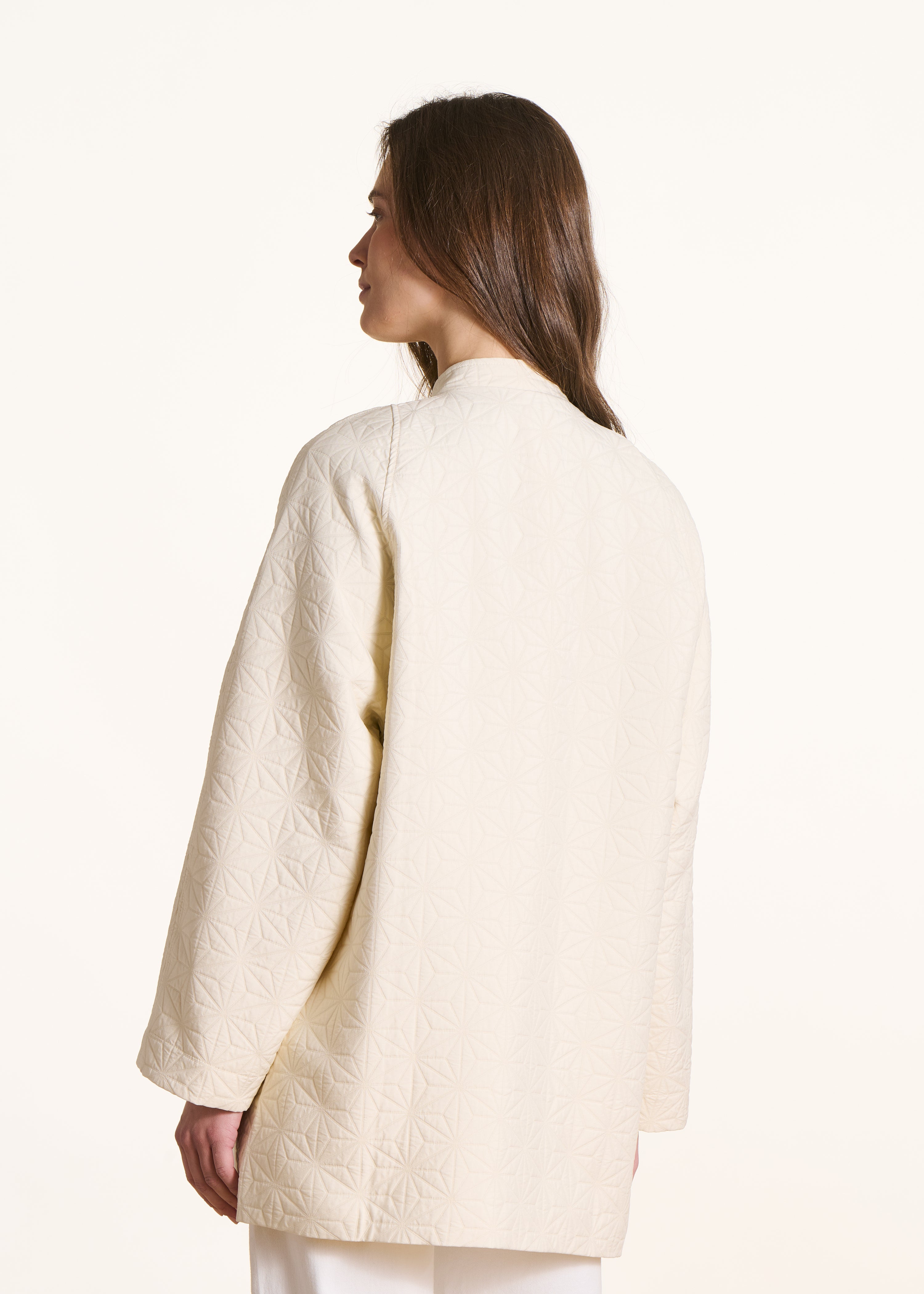 3/4-Jacquard-Mantel in Ecru