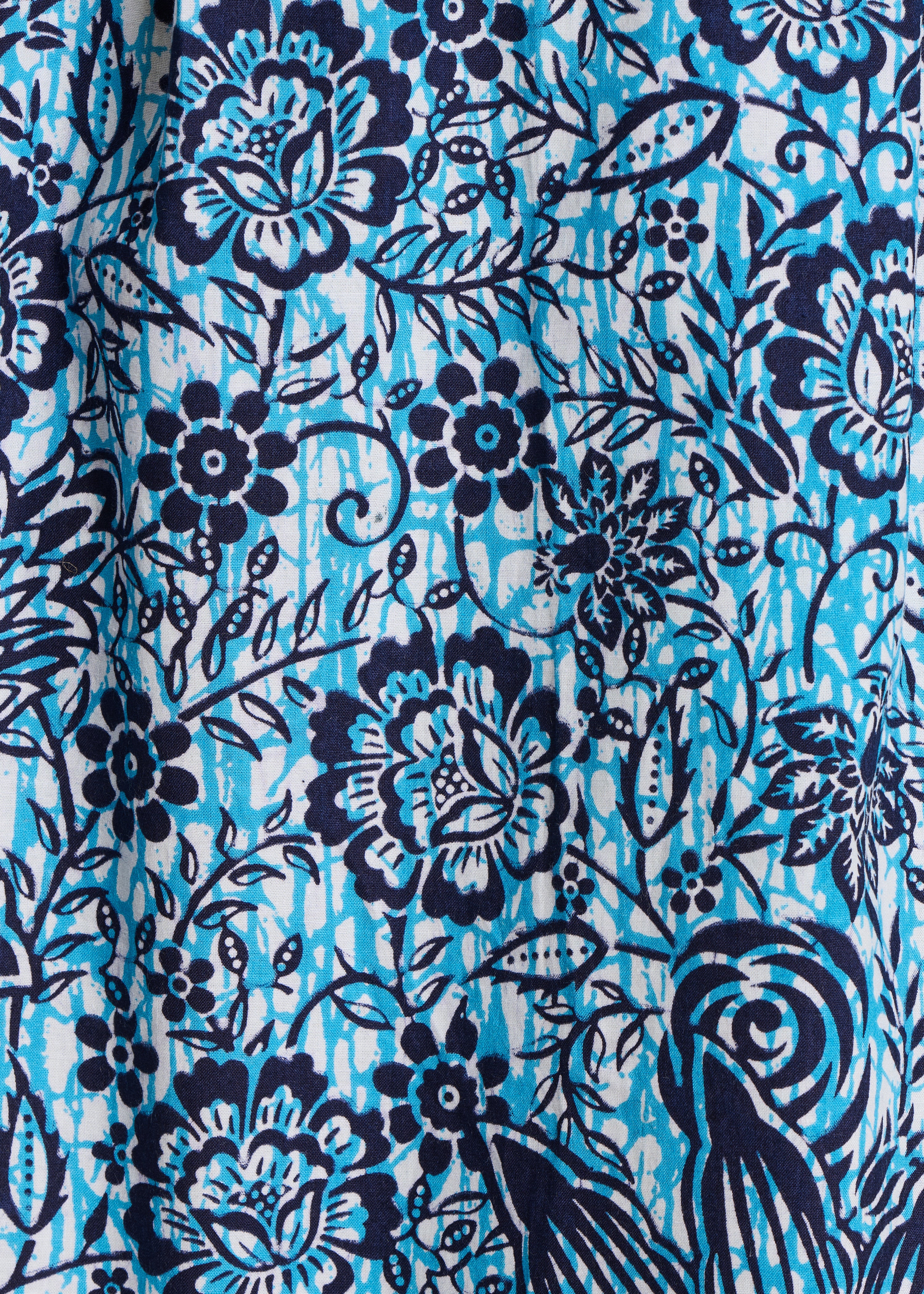 Gonna lunga blu in popeline di cotone con stampa floreale