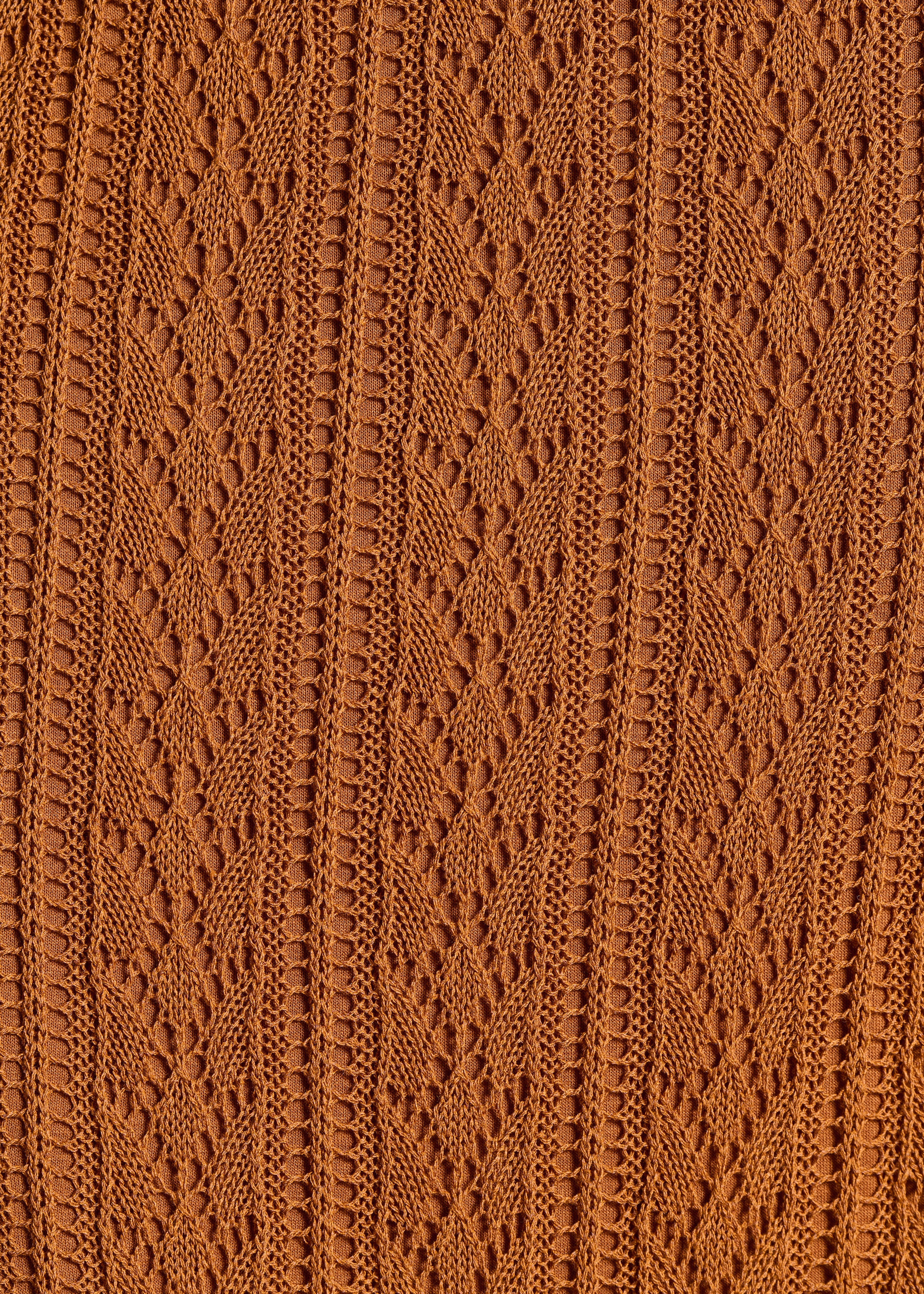 Brown Mid-Length Openwork Knit Skirt