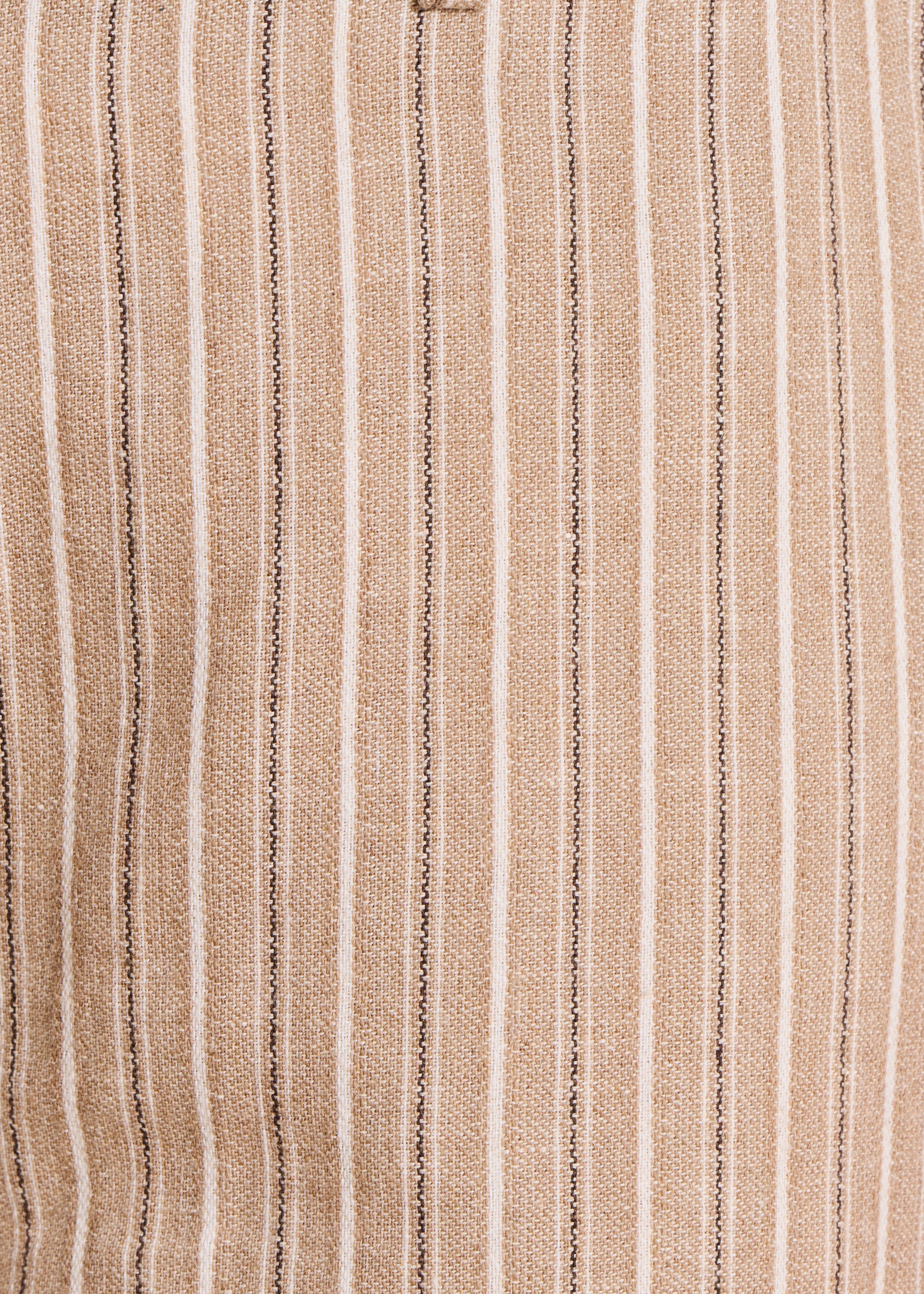 Pantalon droit et large beige rayé taille haute