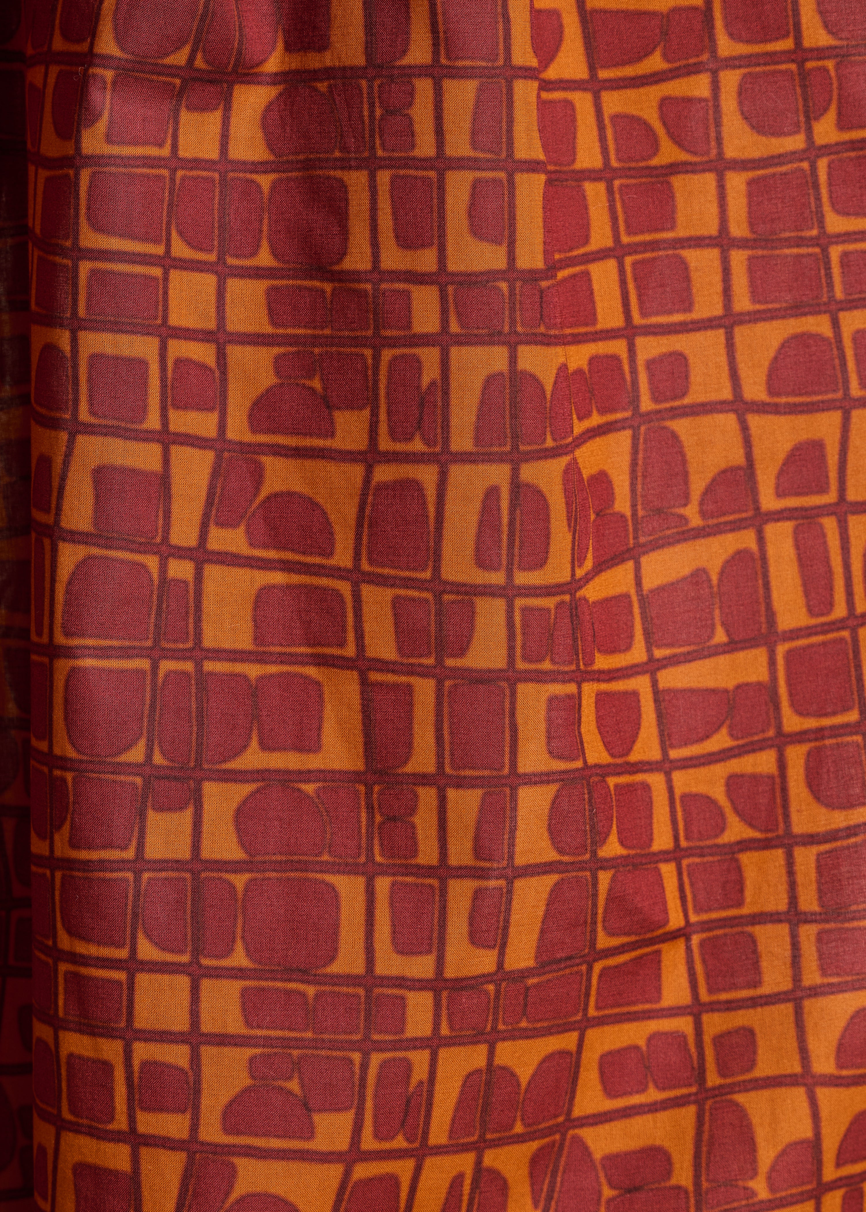 Pantalon 7/8ème imprimé graphique marron et orange