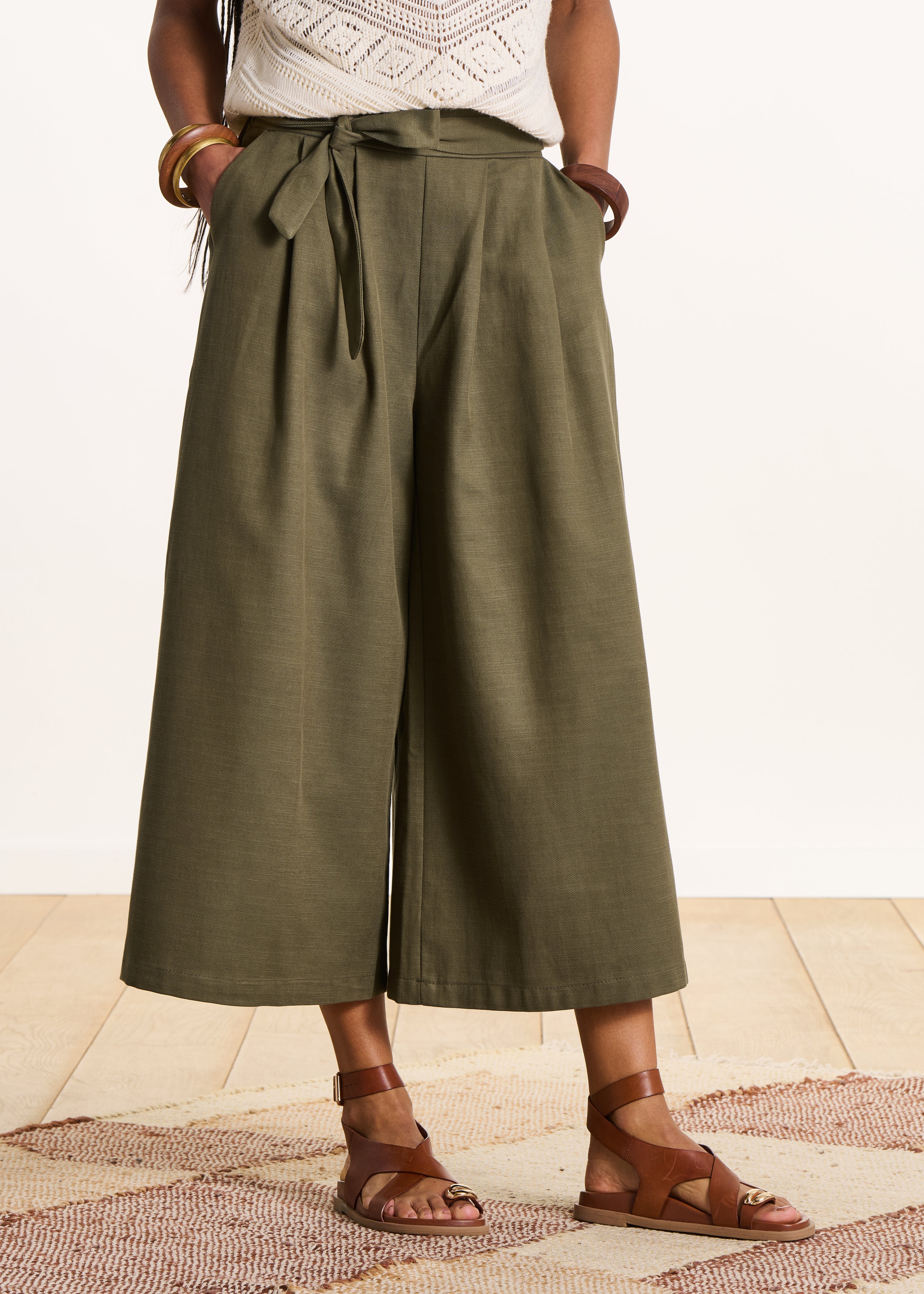 Pantalone kaki ampio fluido 7/8