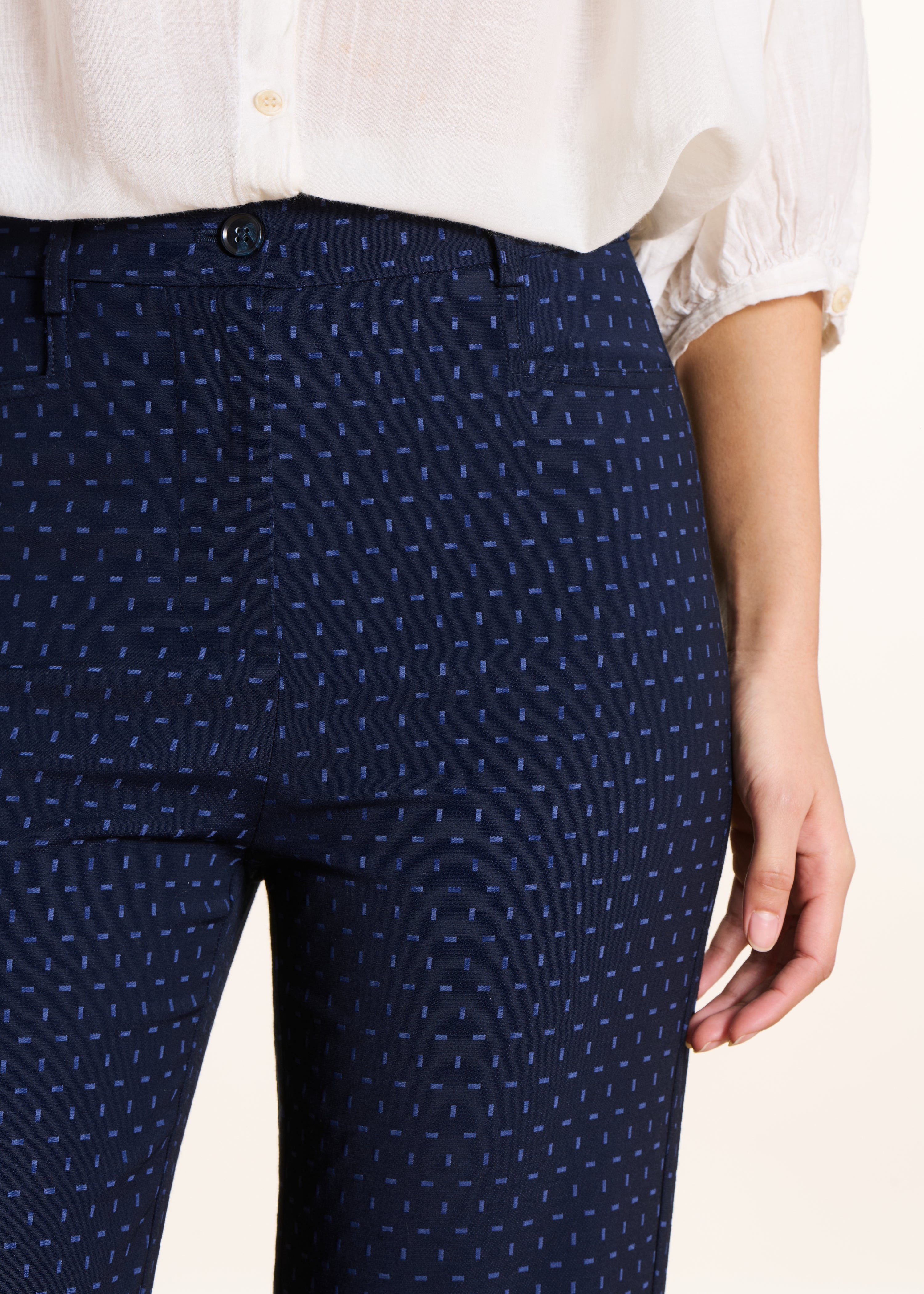 Pantaloni svasati in jacquard blu