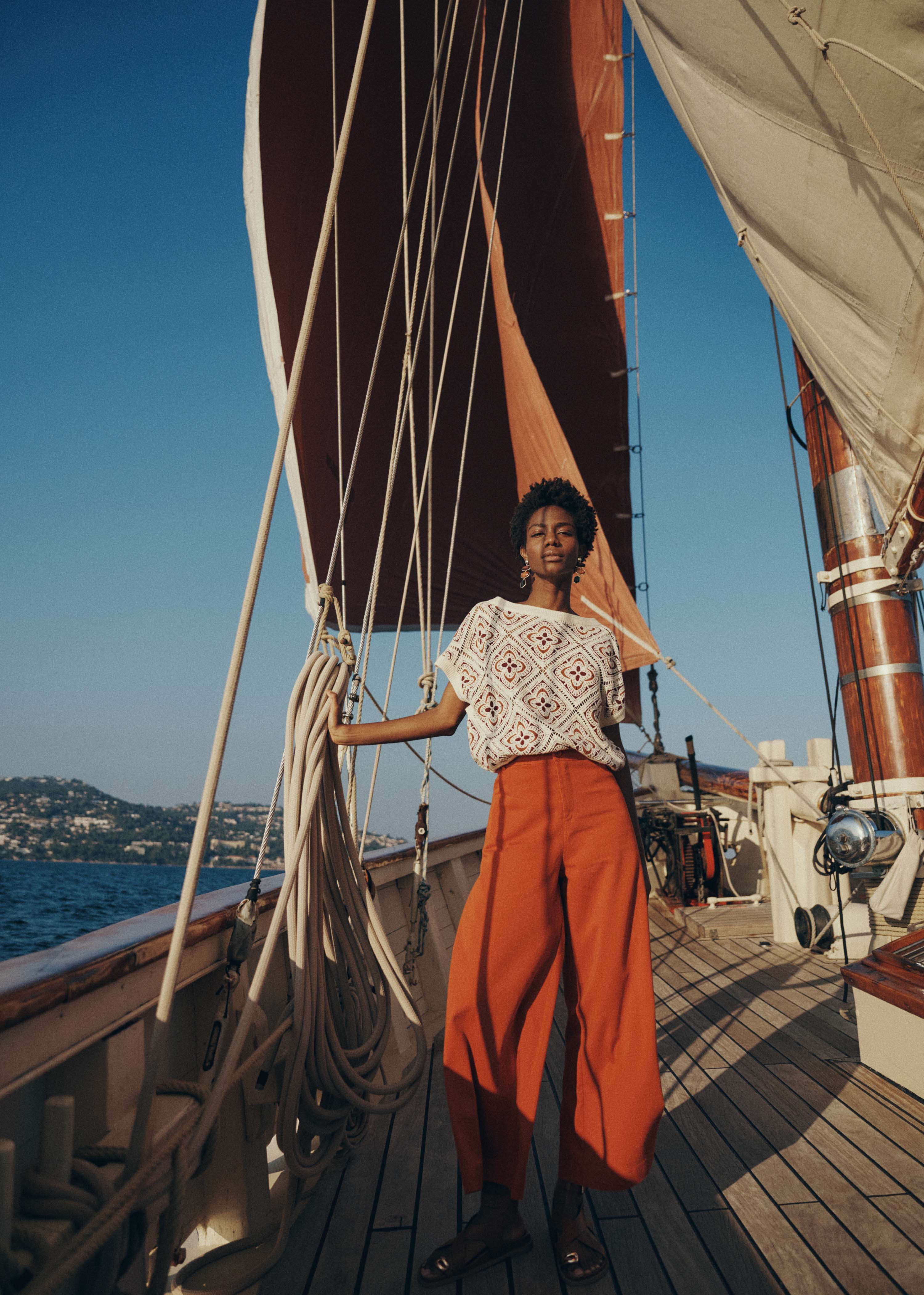 Pantalón naranja ancho 7/8