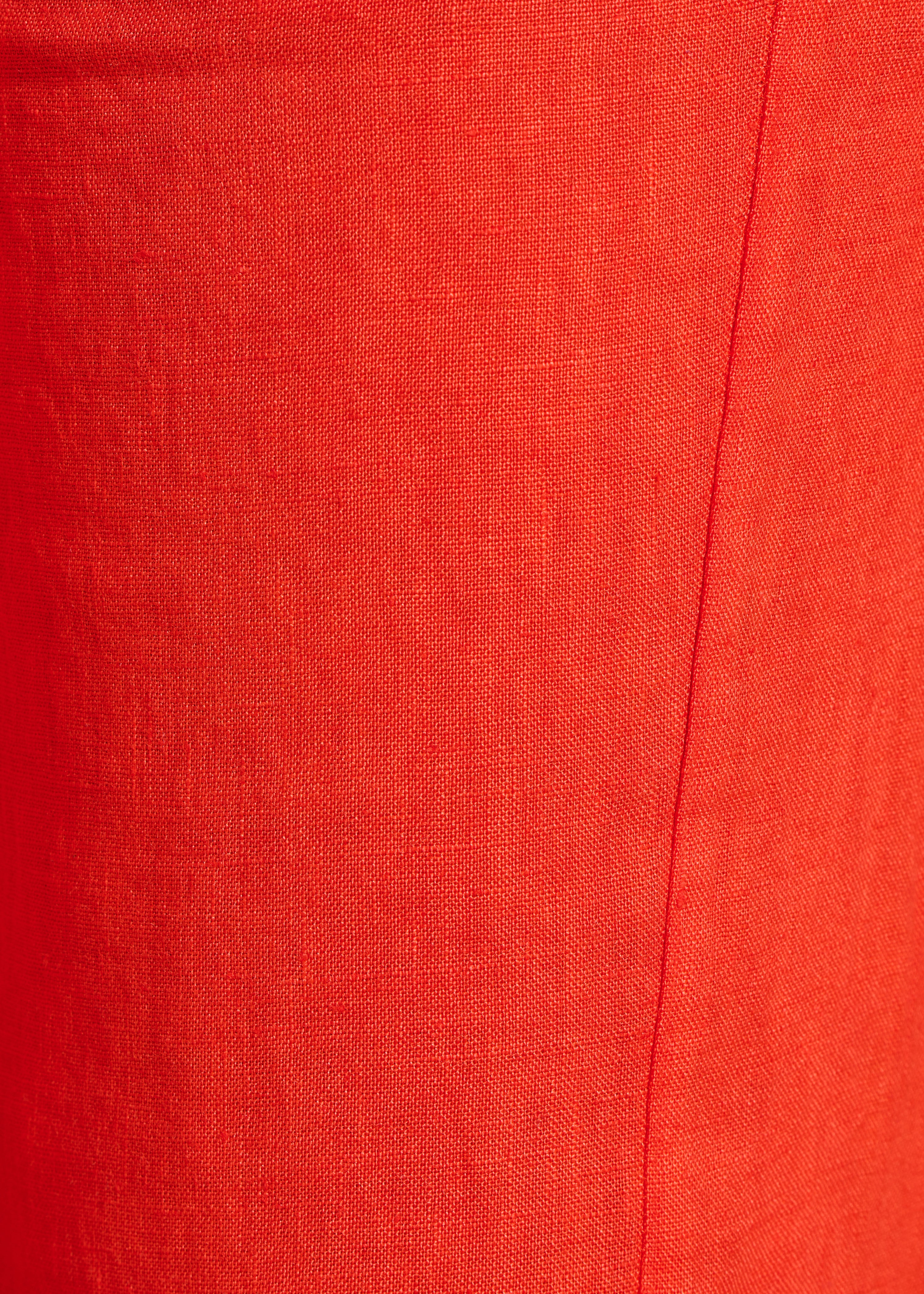 Pantalon carotte orange en lin taille élastiquée