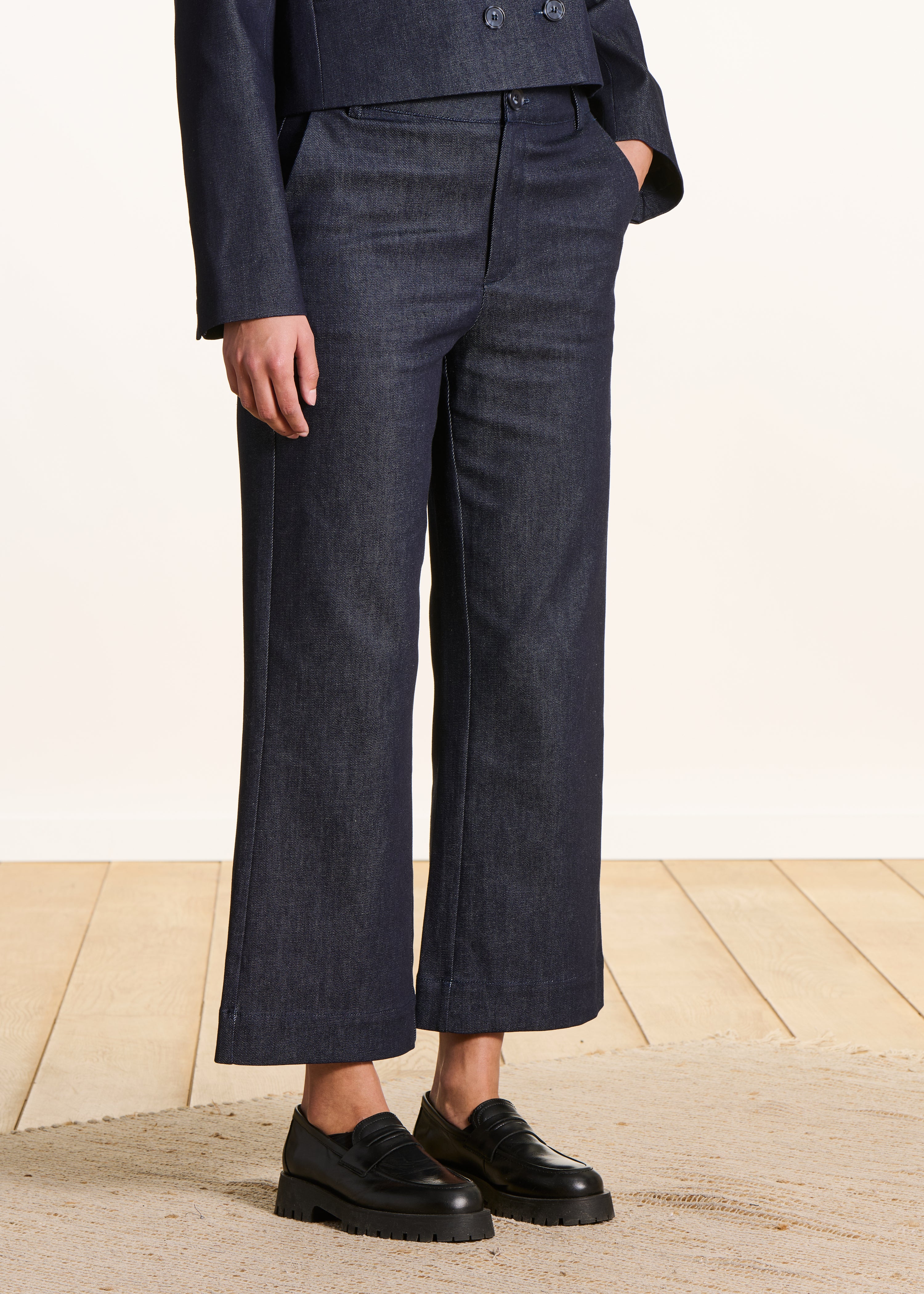Pantalon droit 7/8ème en denim brut