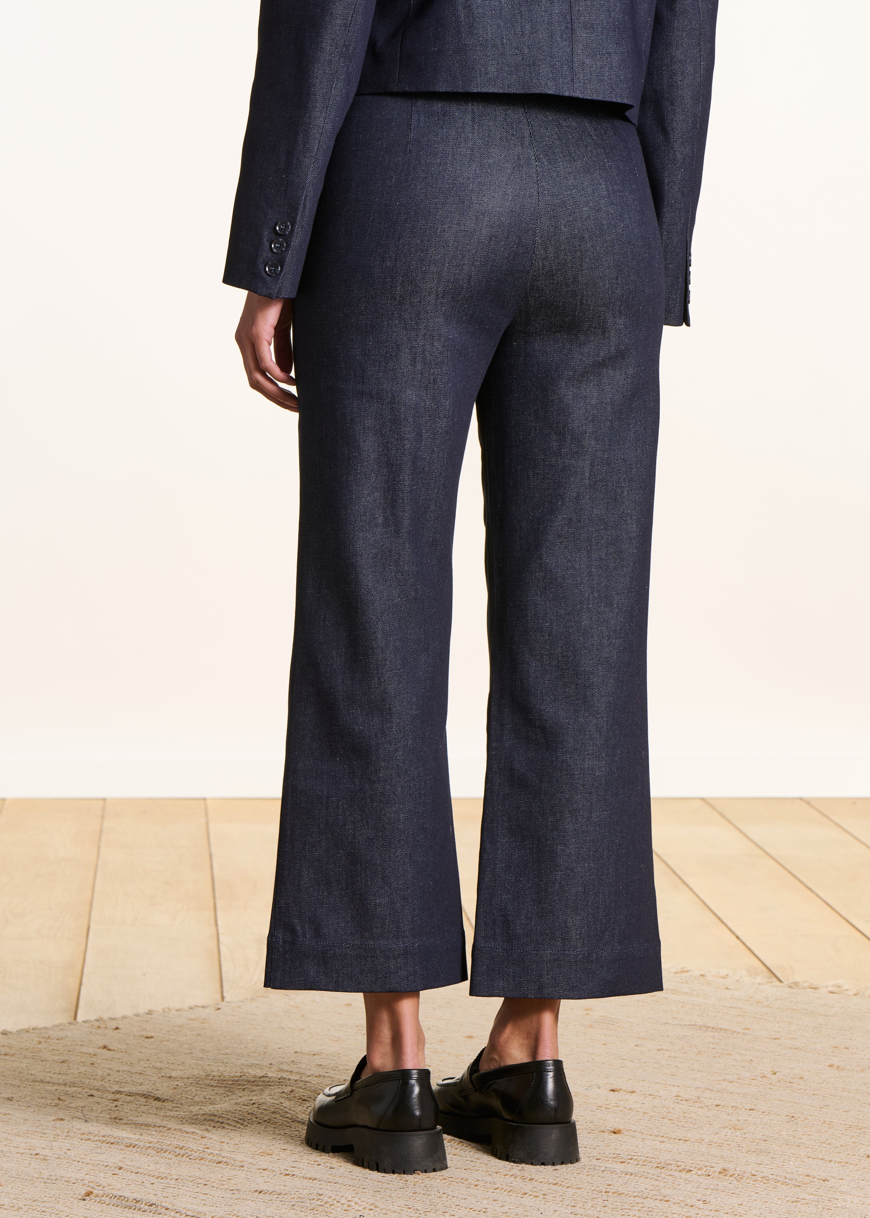 Pantaloni dritti 7/8 in denim grezzo