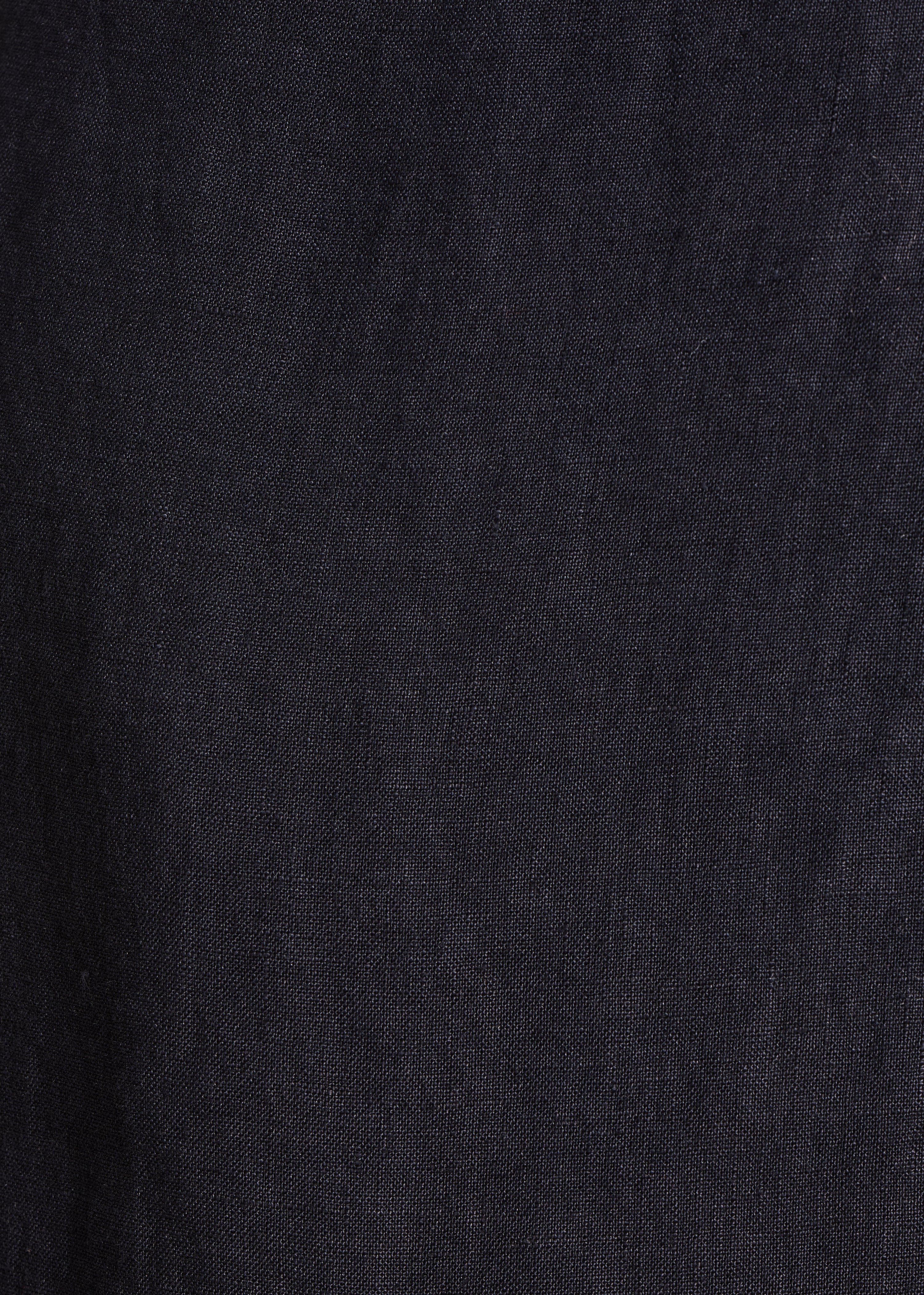 Pantalone largo 7/8 blu scuro in lino con spacco