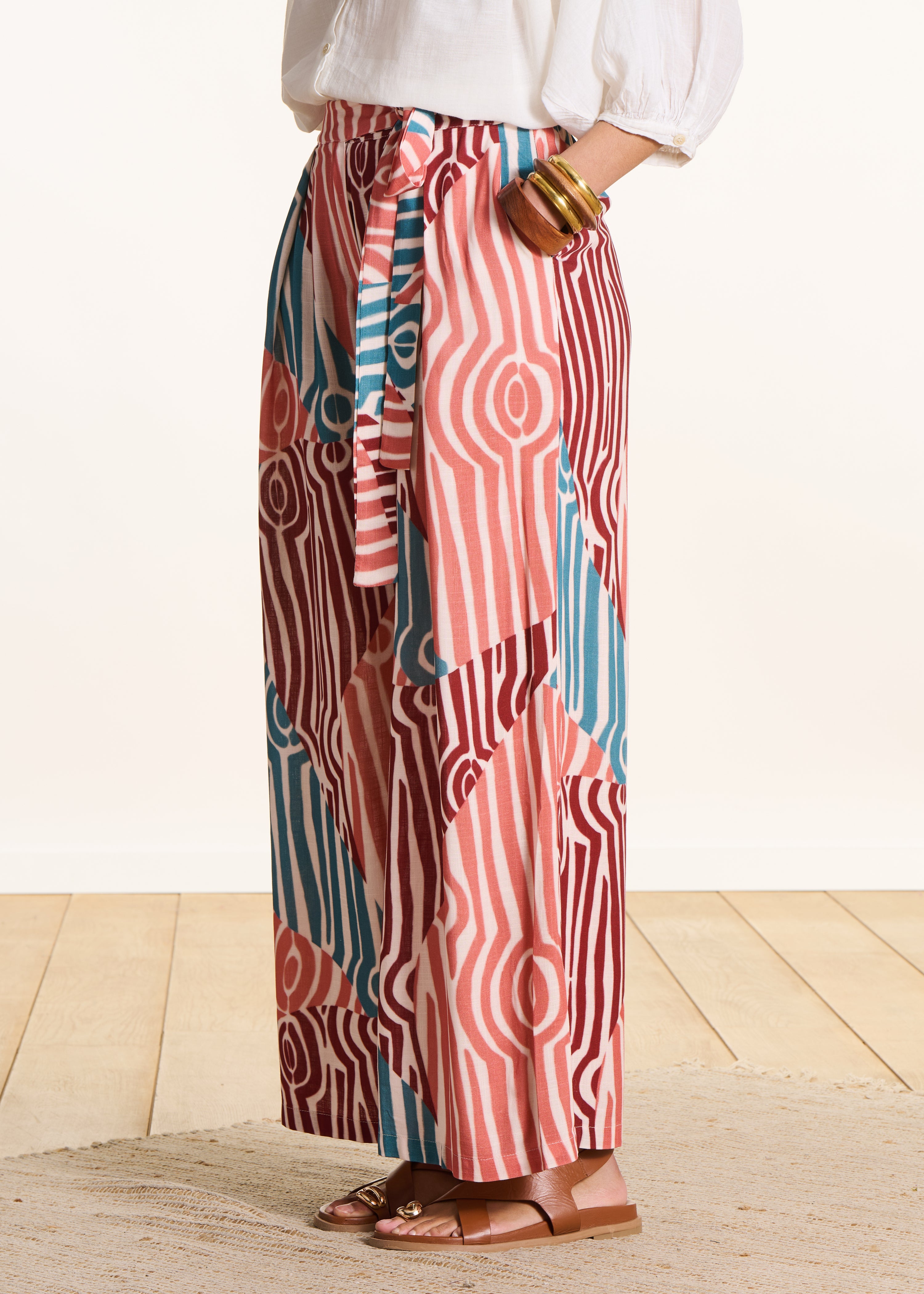 Pantalon fluide large à imprimé multicolore