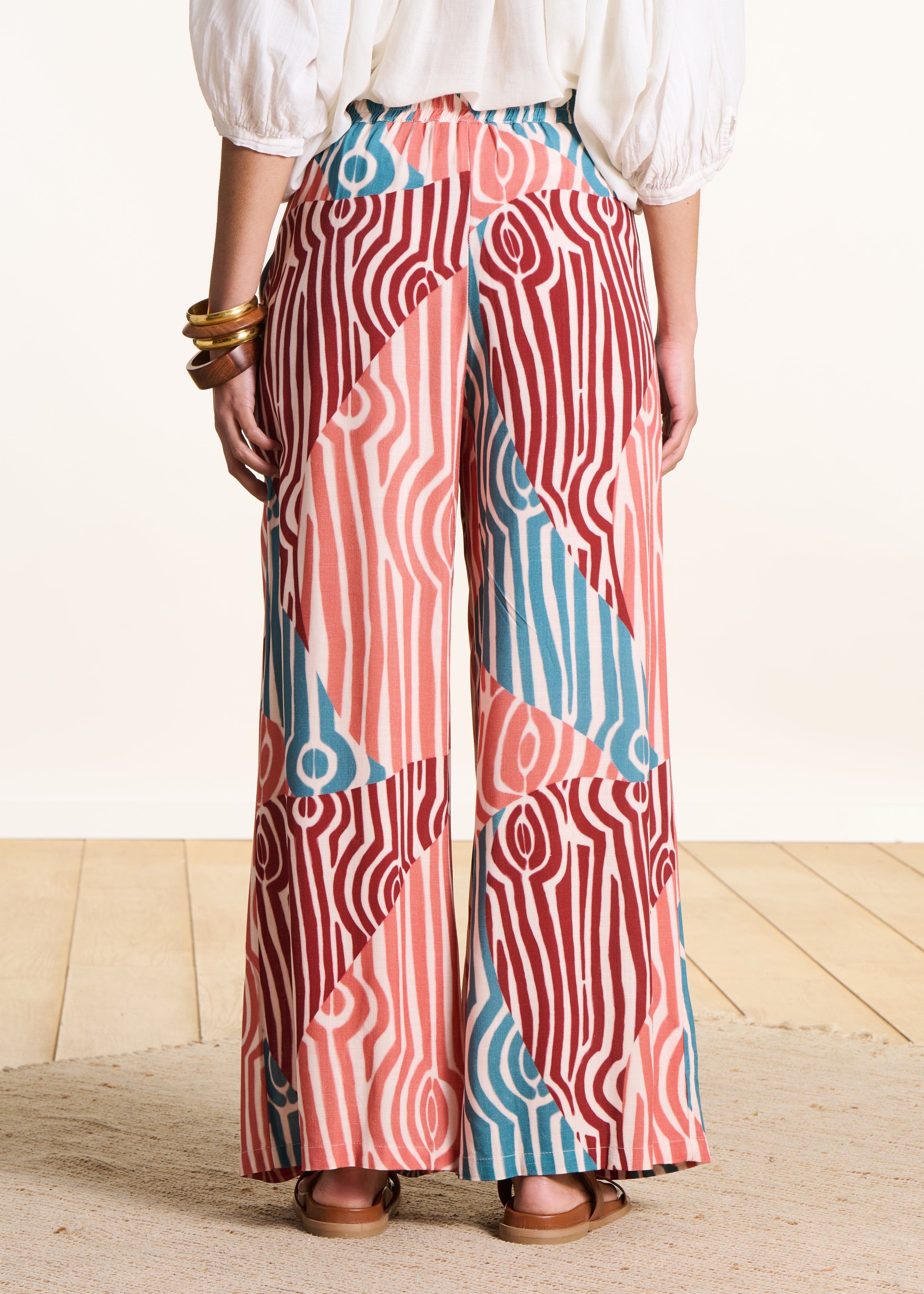 Pantalon fluide large à imprimé multicolore