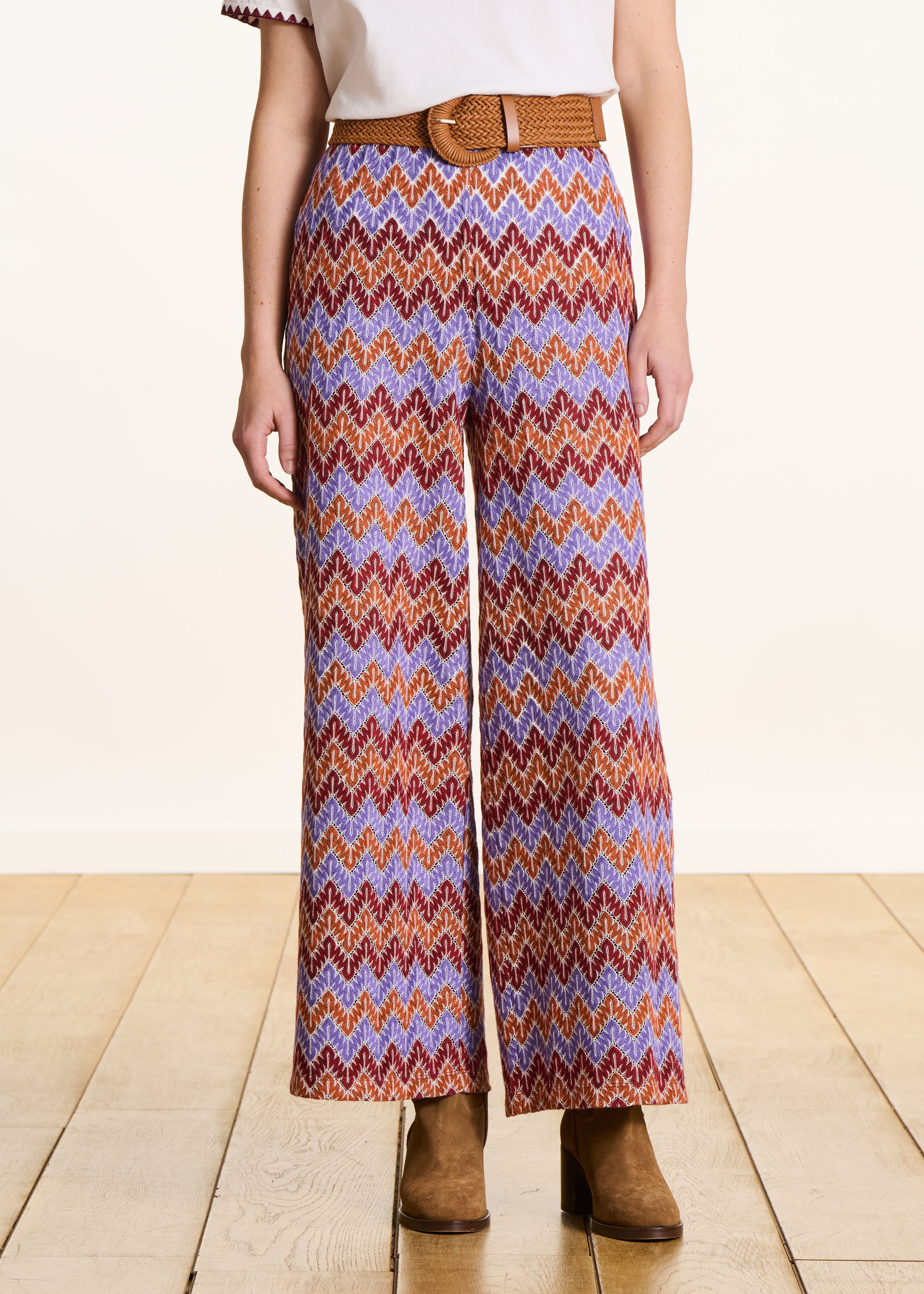 Pantalon droit 7/8ème en crochet multicolore