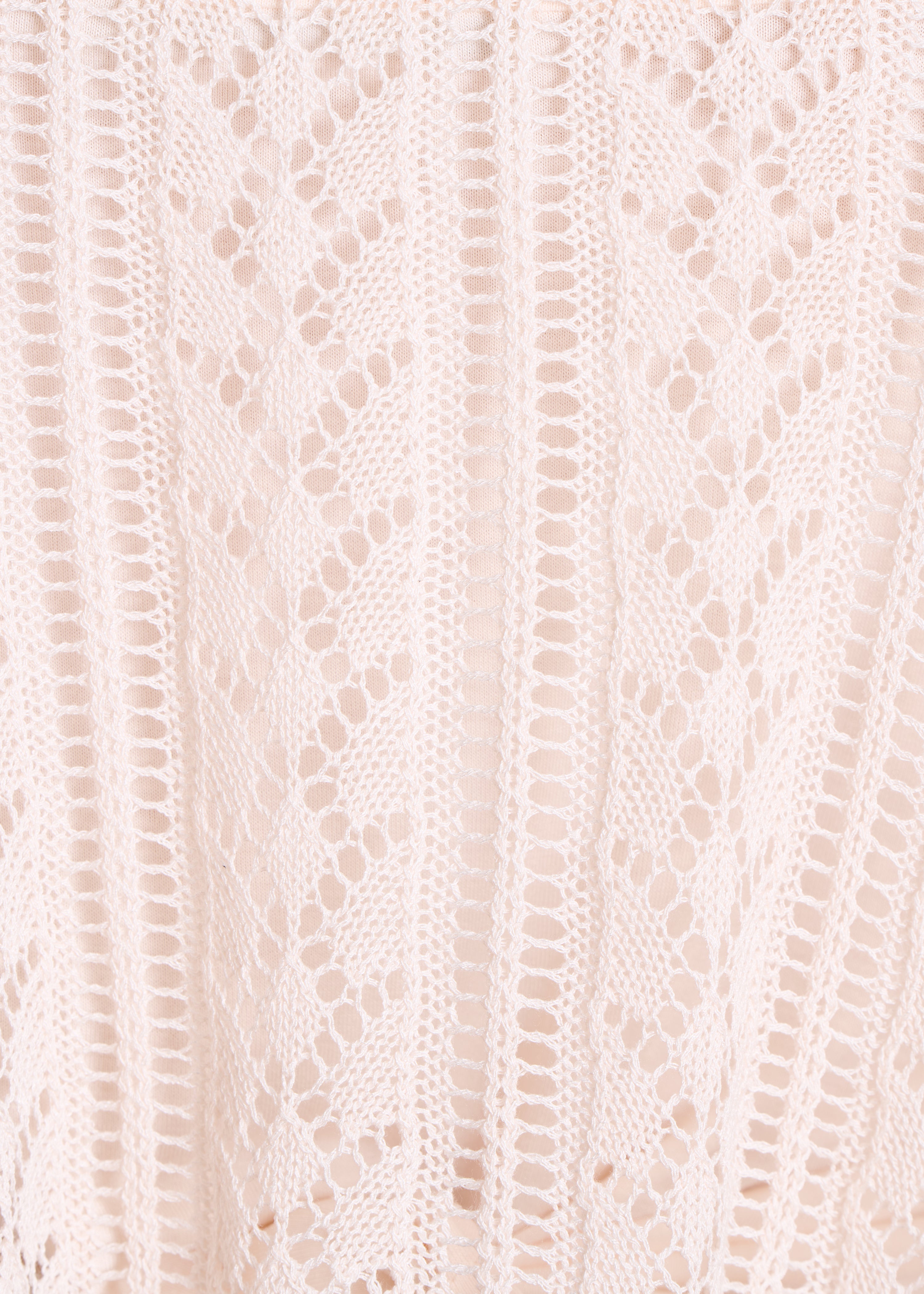 Short Ecru Sweater in Fine Openwork Knit