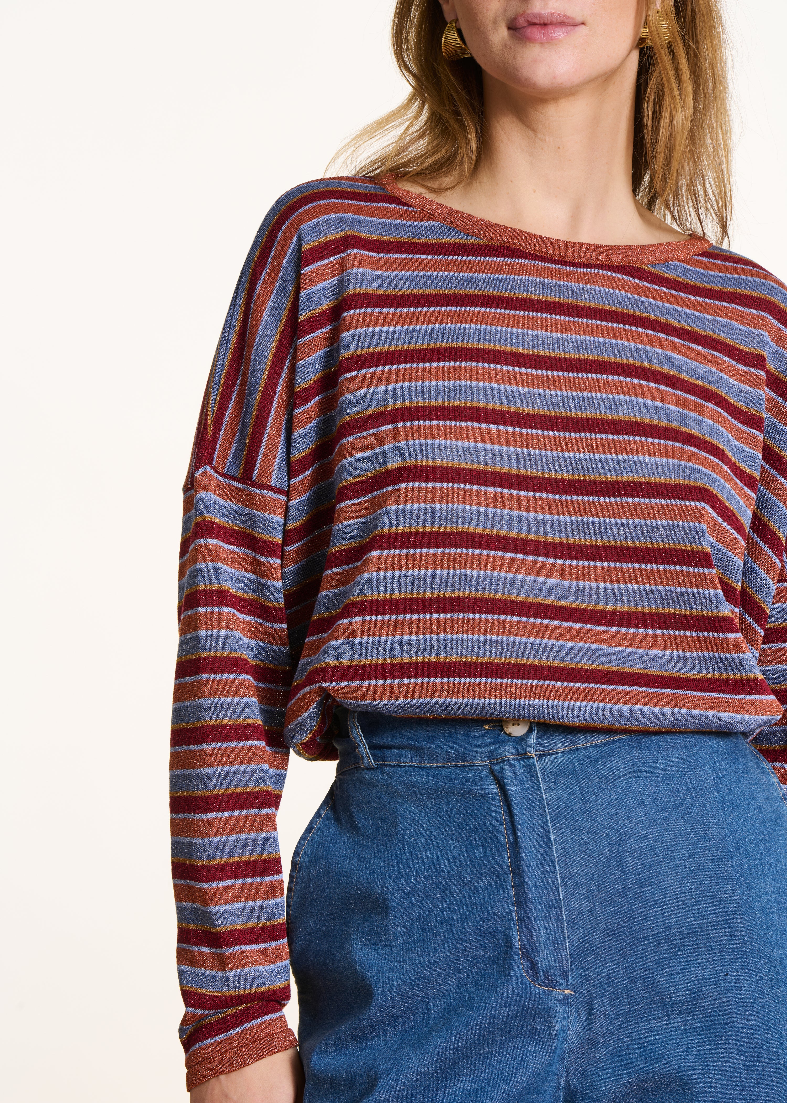 Pull en maille irisée à rayures multicolores