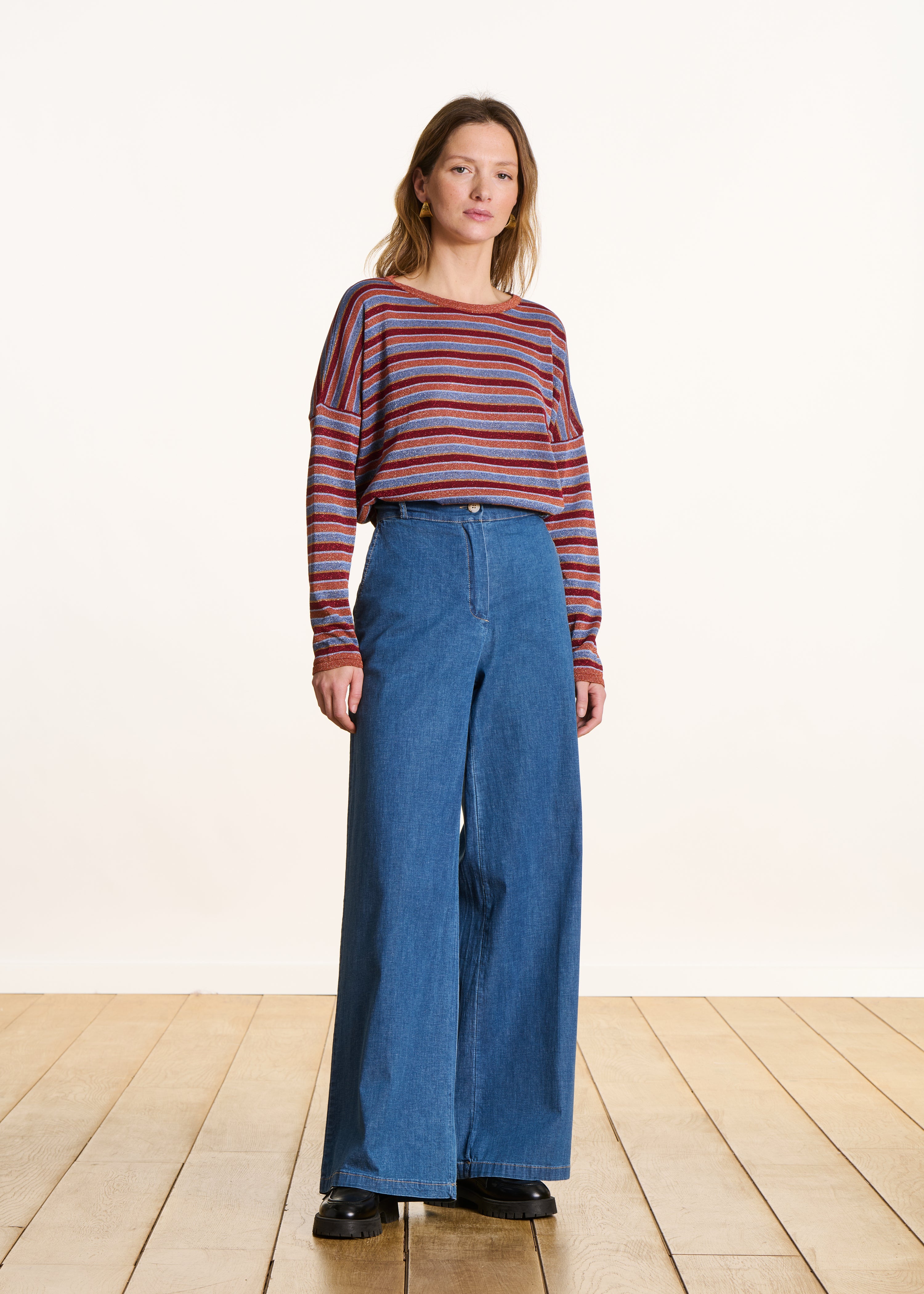 Pull en maille irisée à rayures multicolores