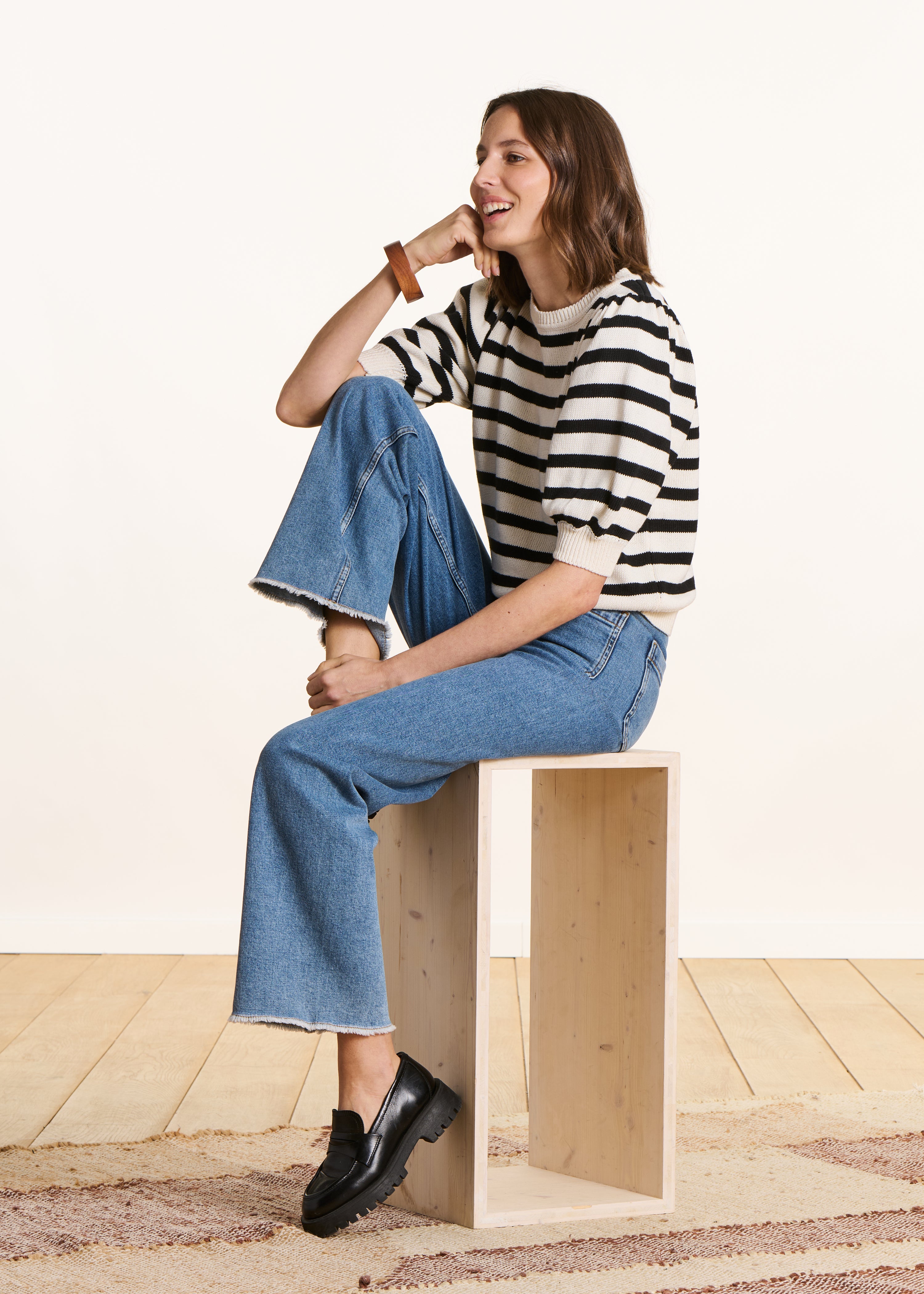 Pull marinière col rond