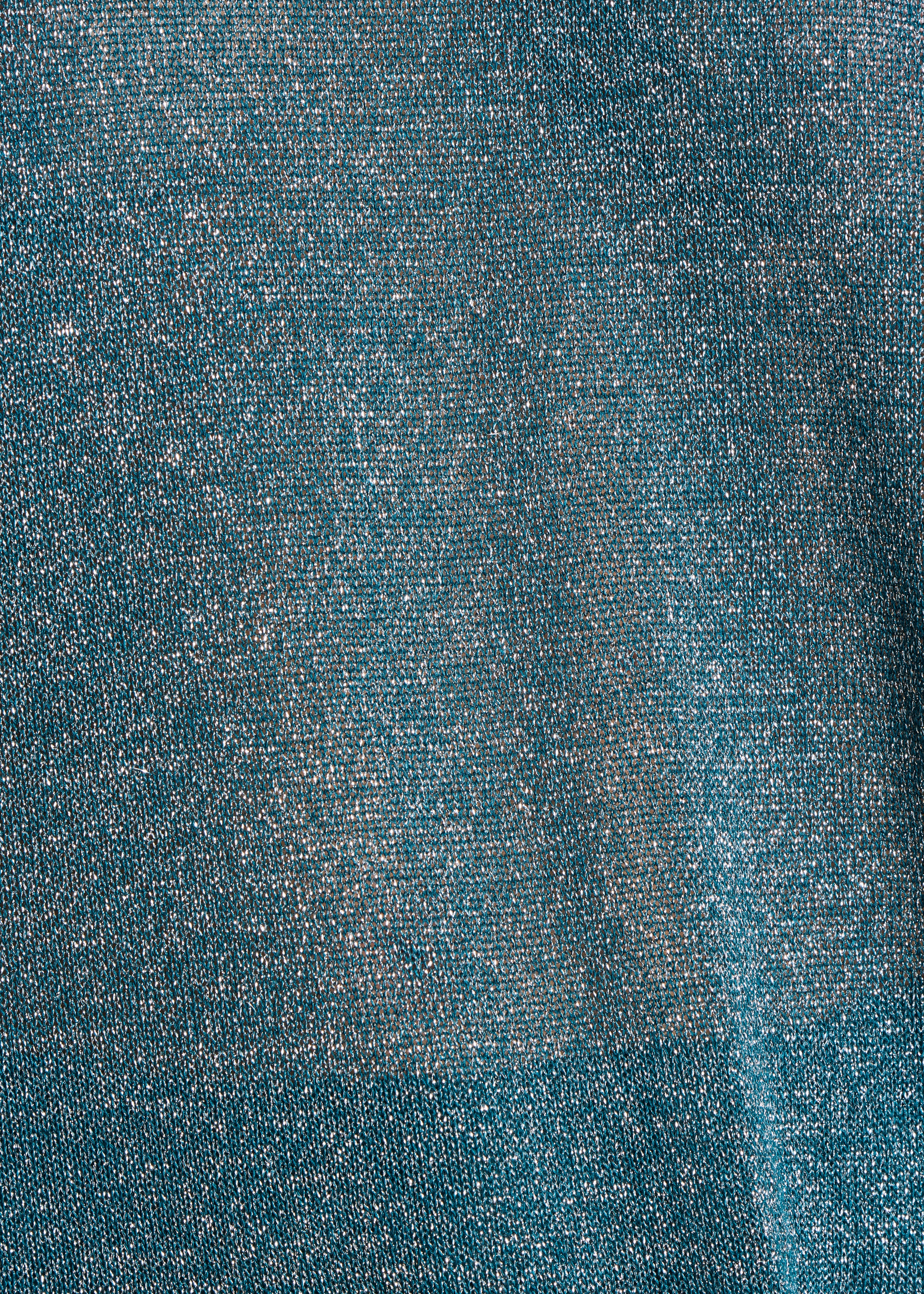 Pull court bleu pétrole en maille irisée manches courtes