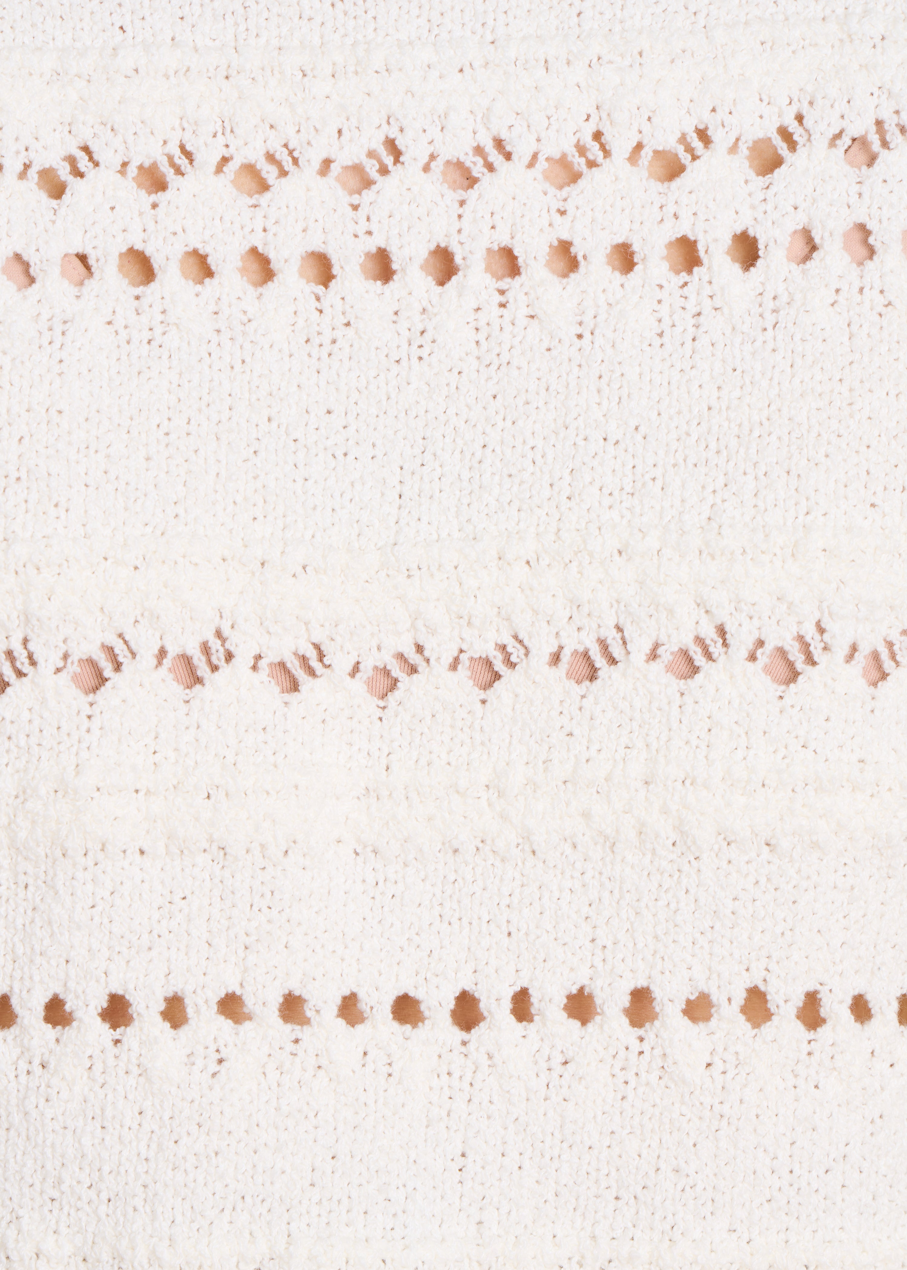 Ecru openwork knit sweater long sleeves