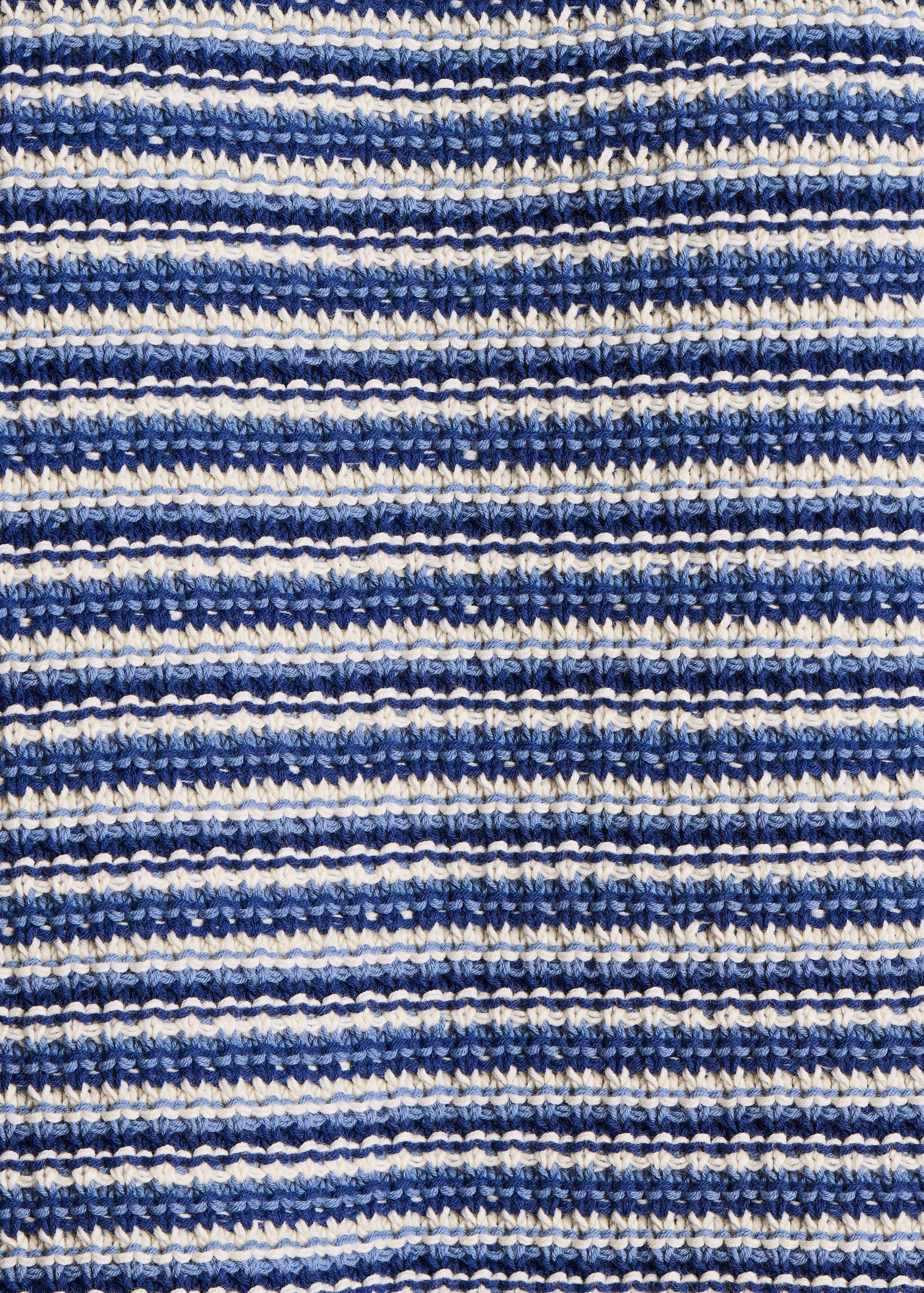 Pull bleu rayé en coton col rond manches courtes