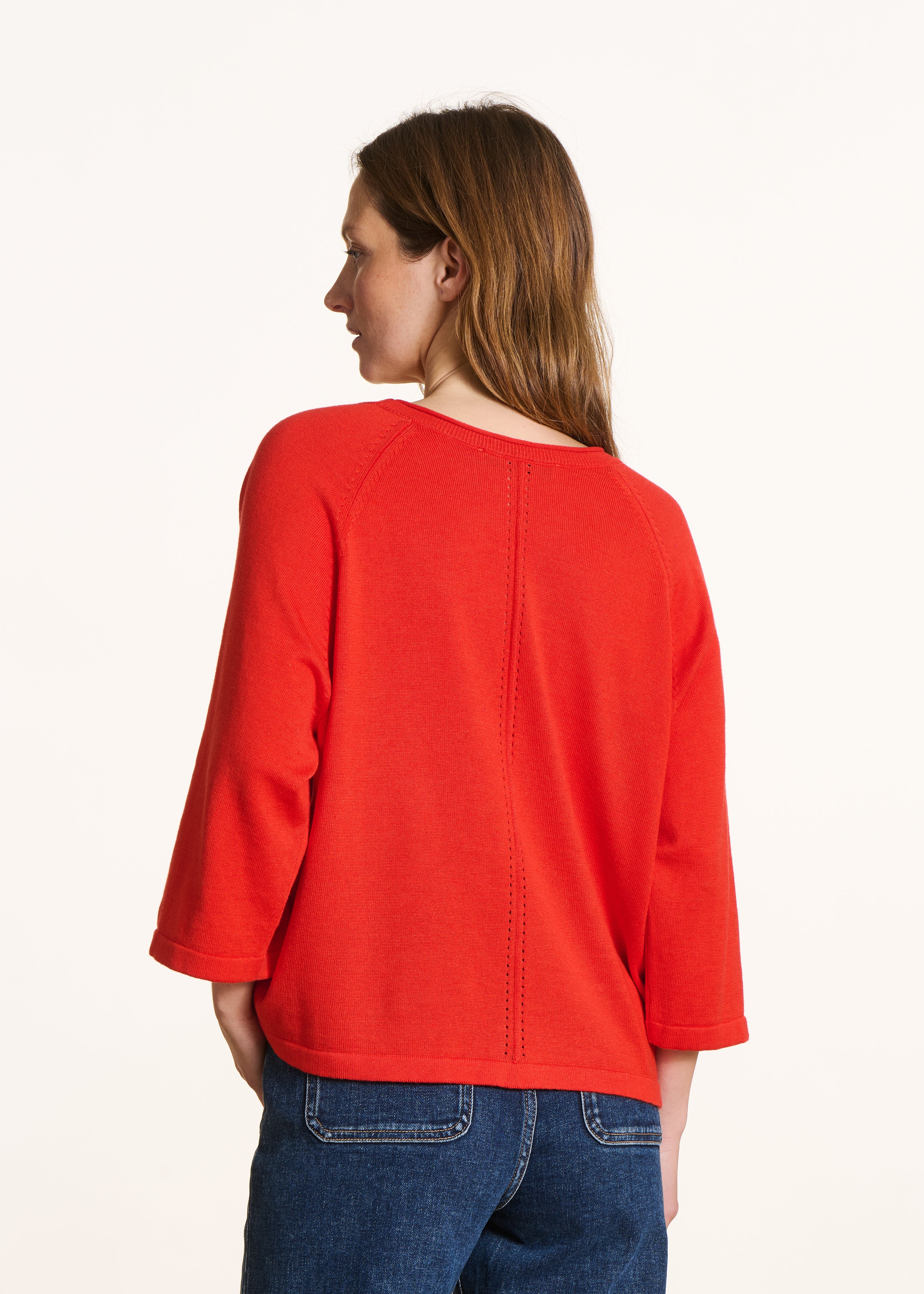 Pull rouge oversize maille fine col rond