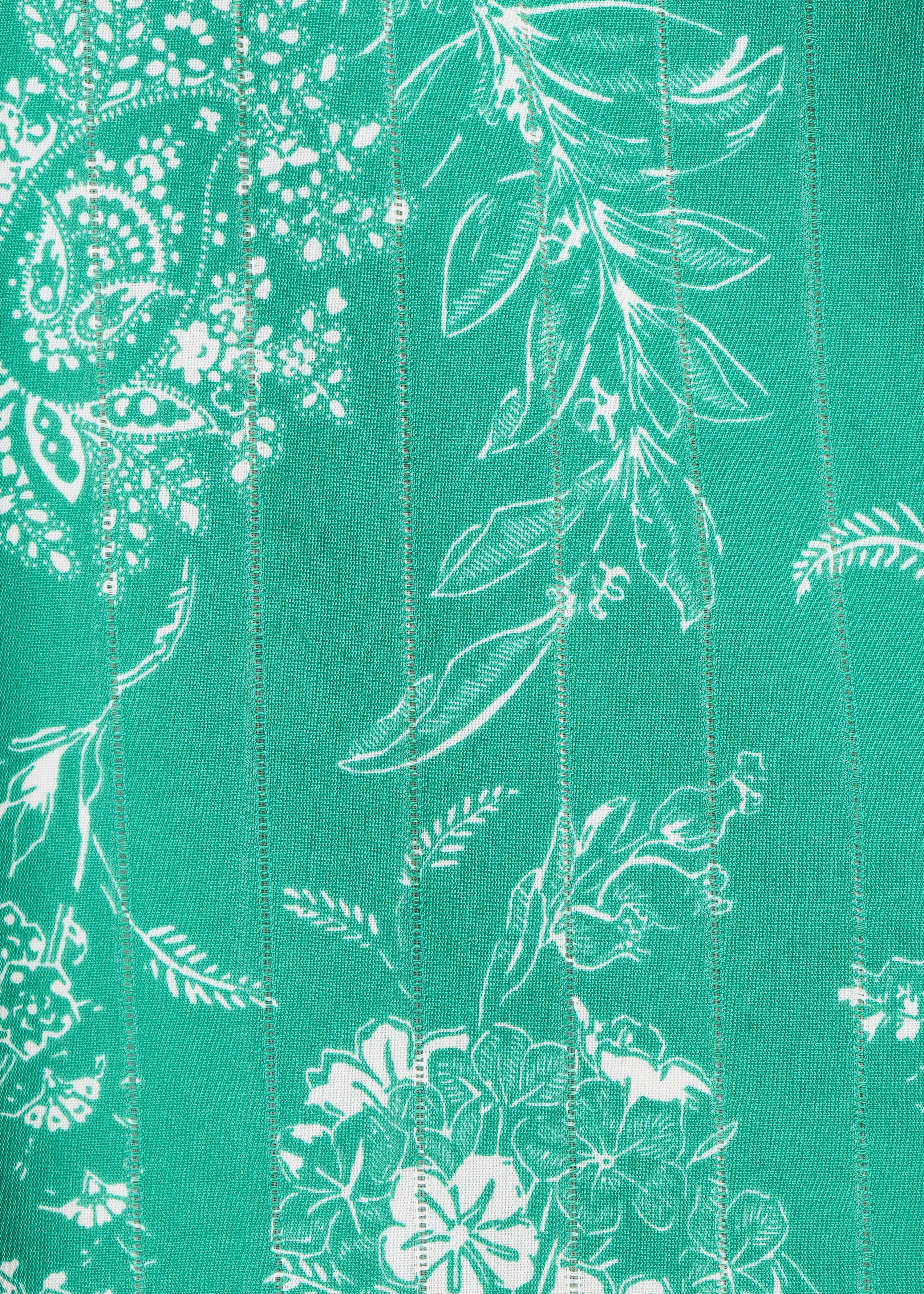 Robe courte verte fleurie en voile de coton biologique