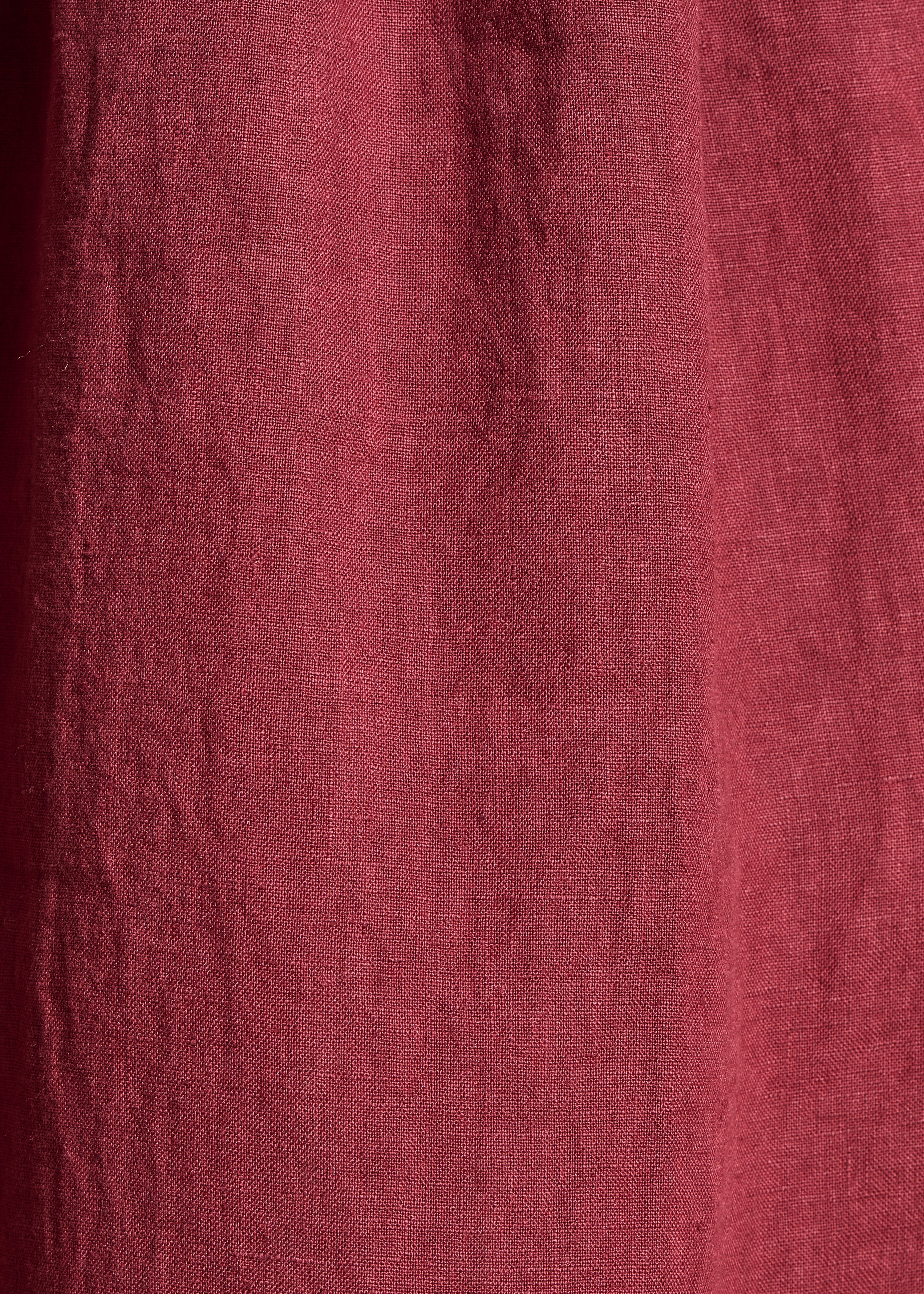 Robe longue bordeaux en lin à manches longues