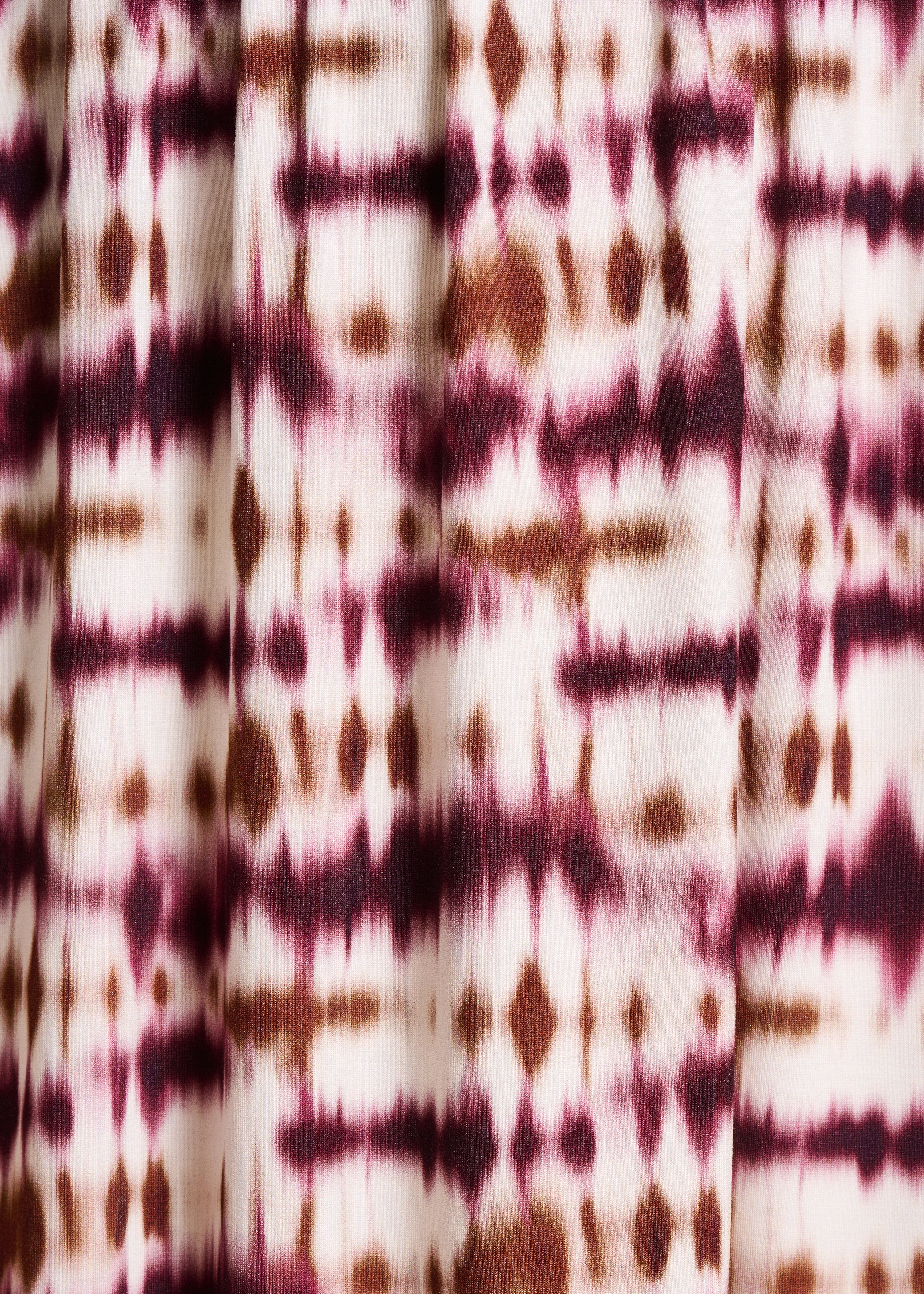 Midi dress with V-neck and burgundy tie-dye print