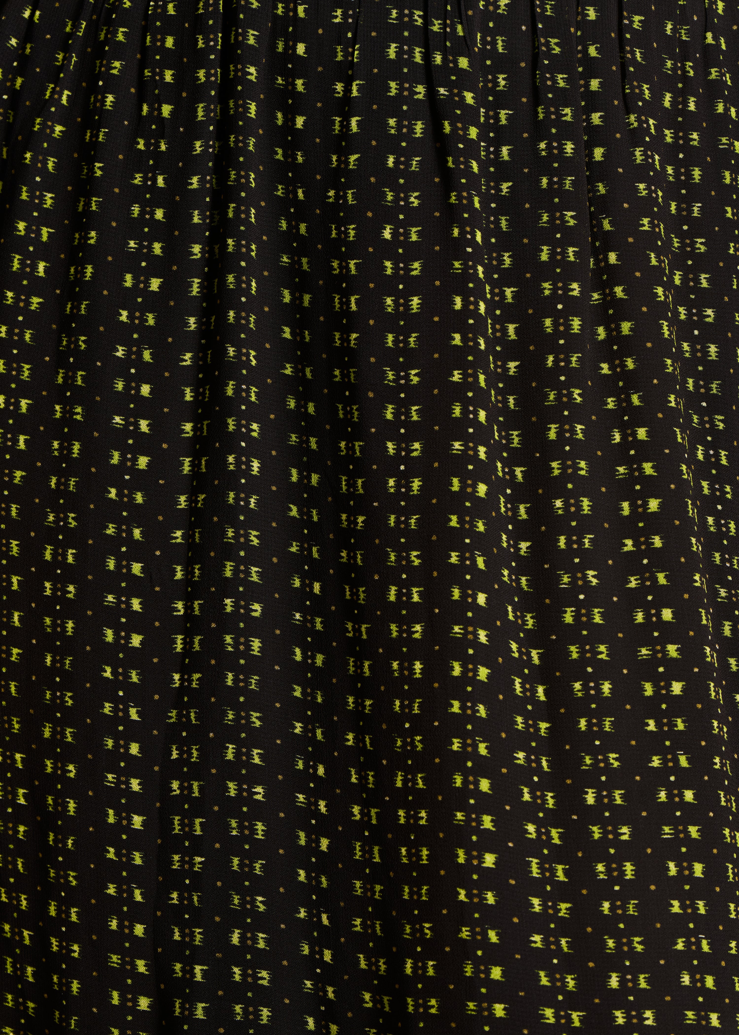 Long fitted green printed dress with long sleeves