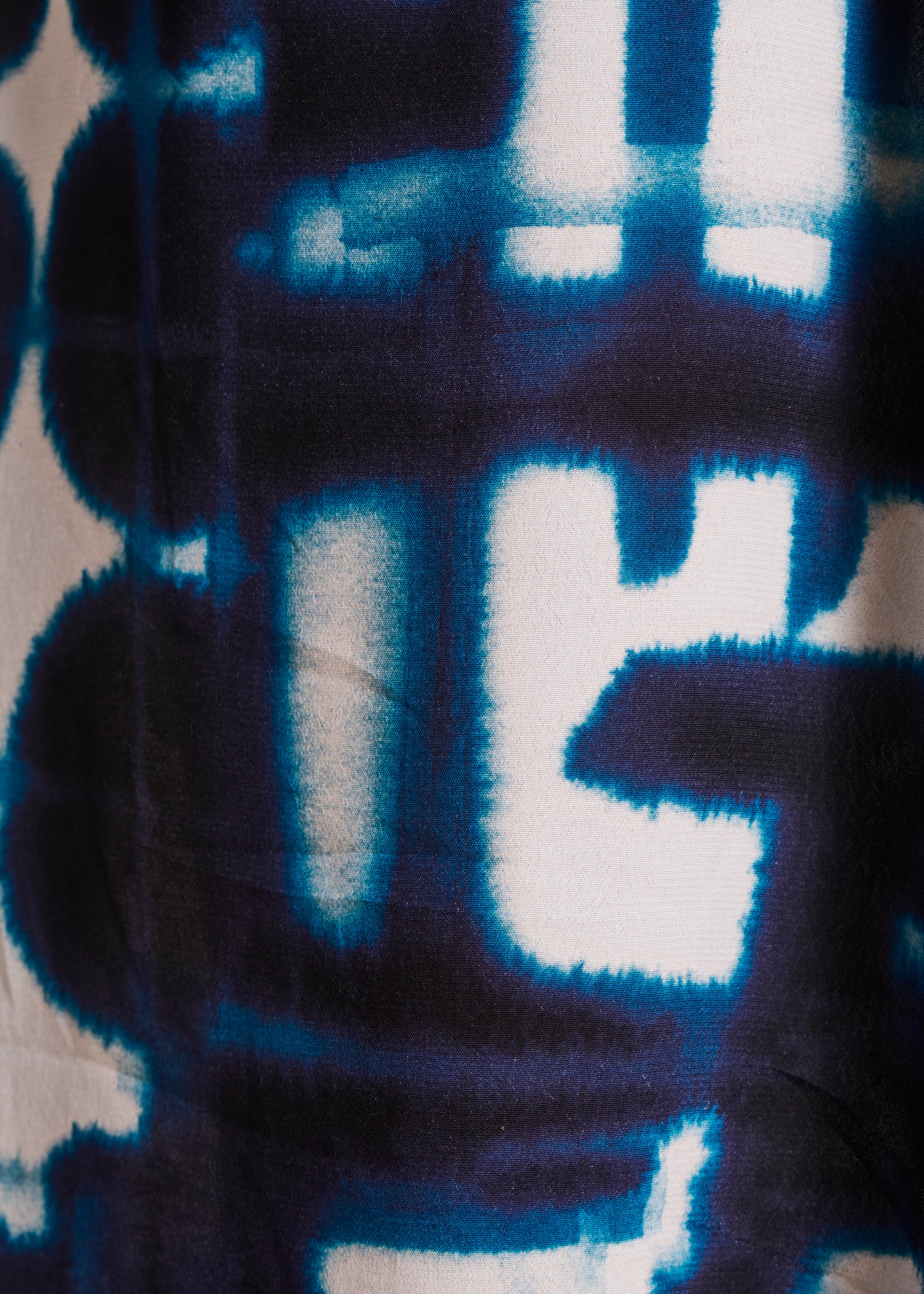 Long blue slit dress with print