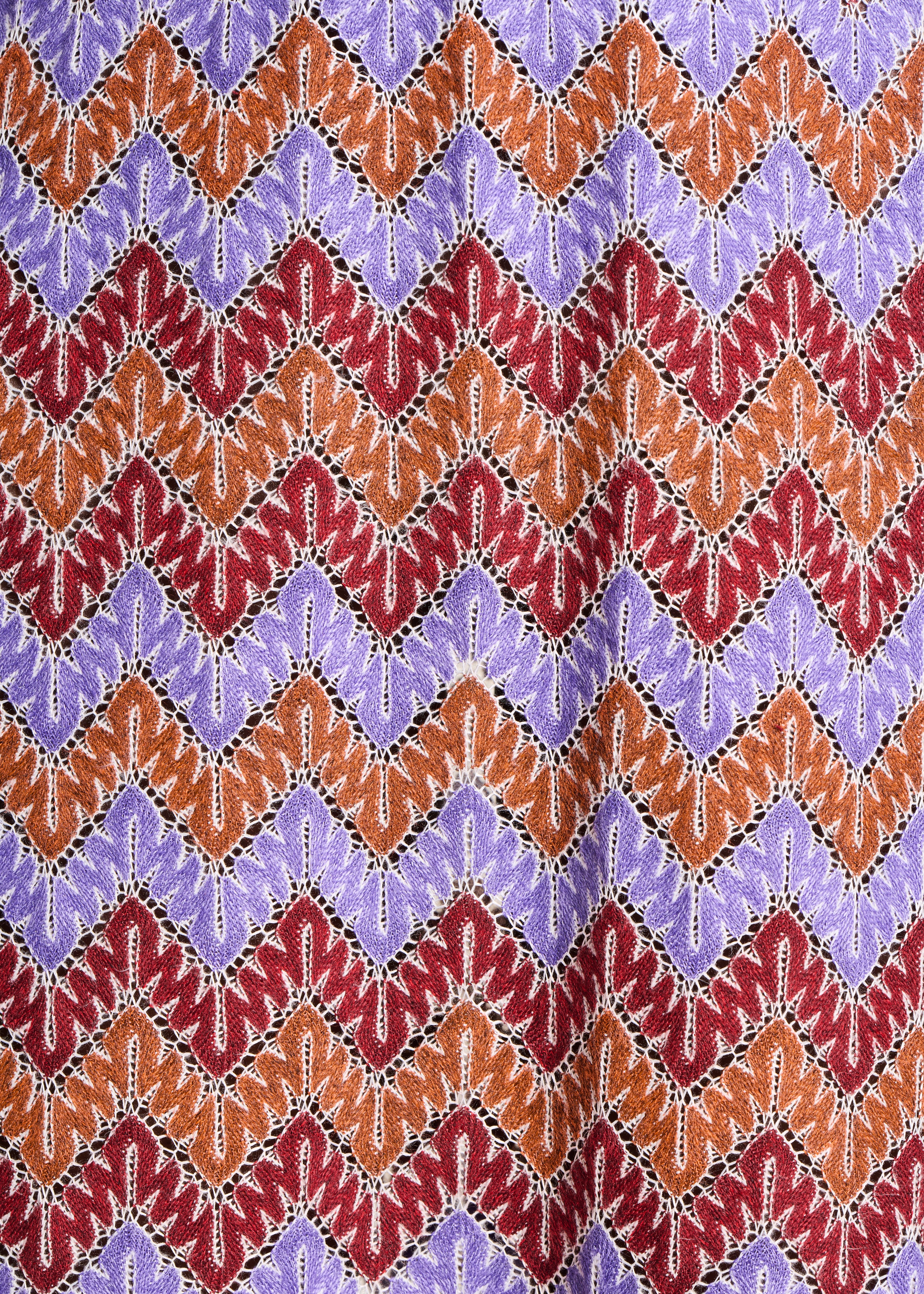 Robe midi manches courtes en crochet multicolore