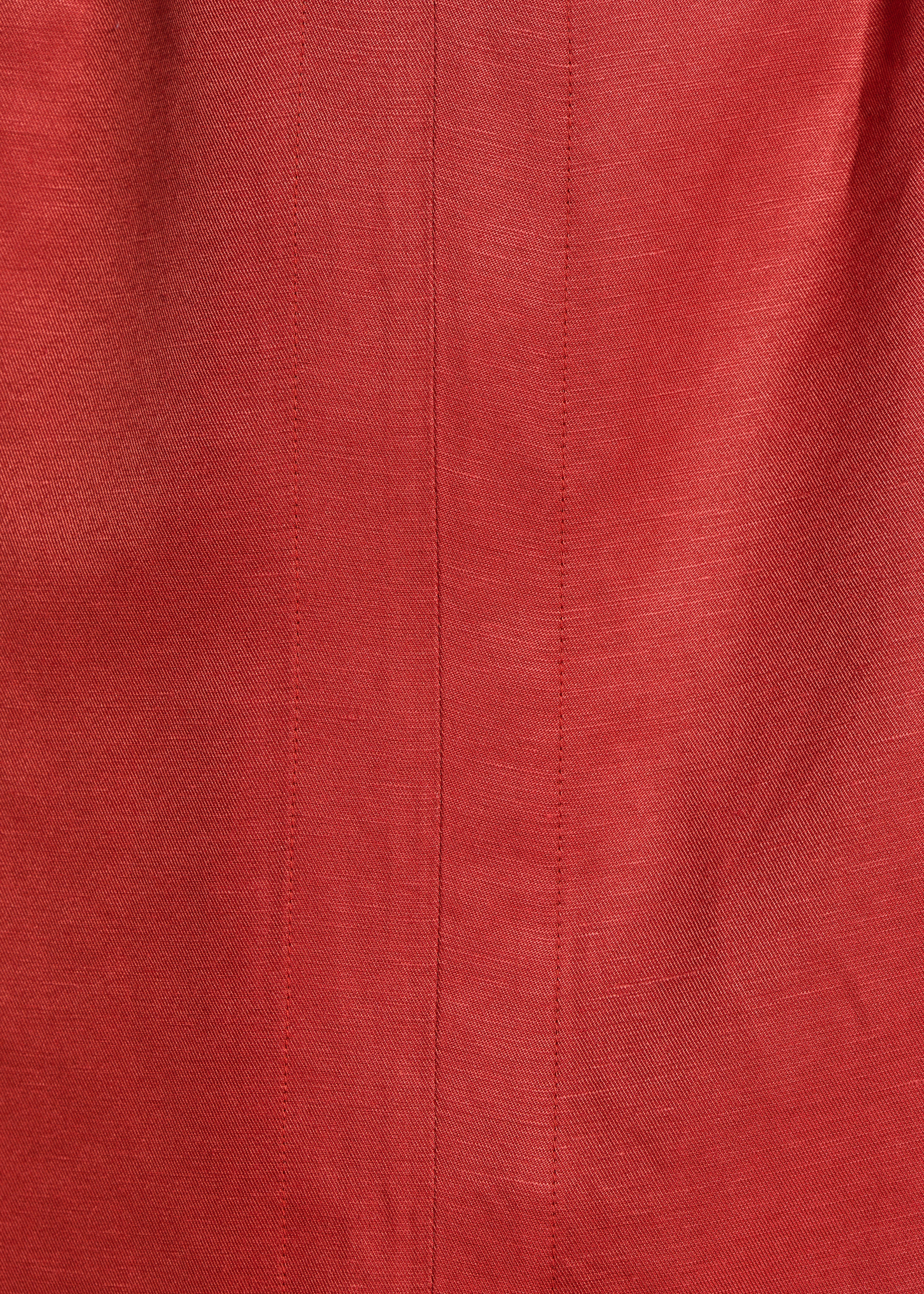 Loose mid-length dress in mixed linen brick