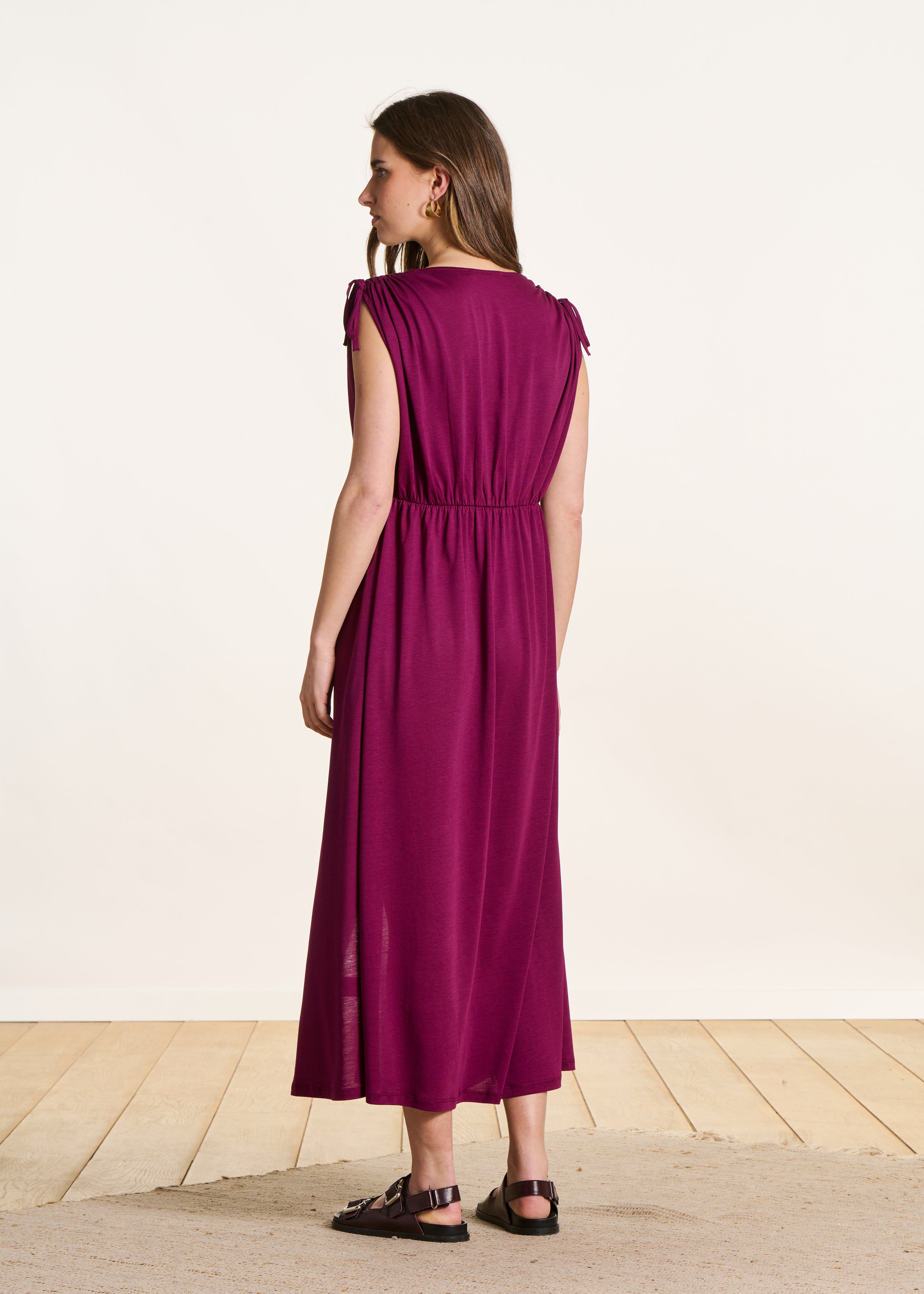 Abito lungo viola in lyocell